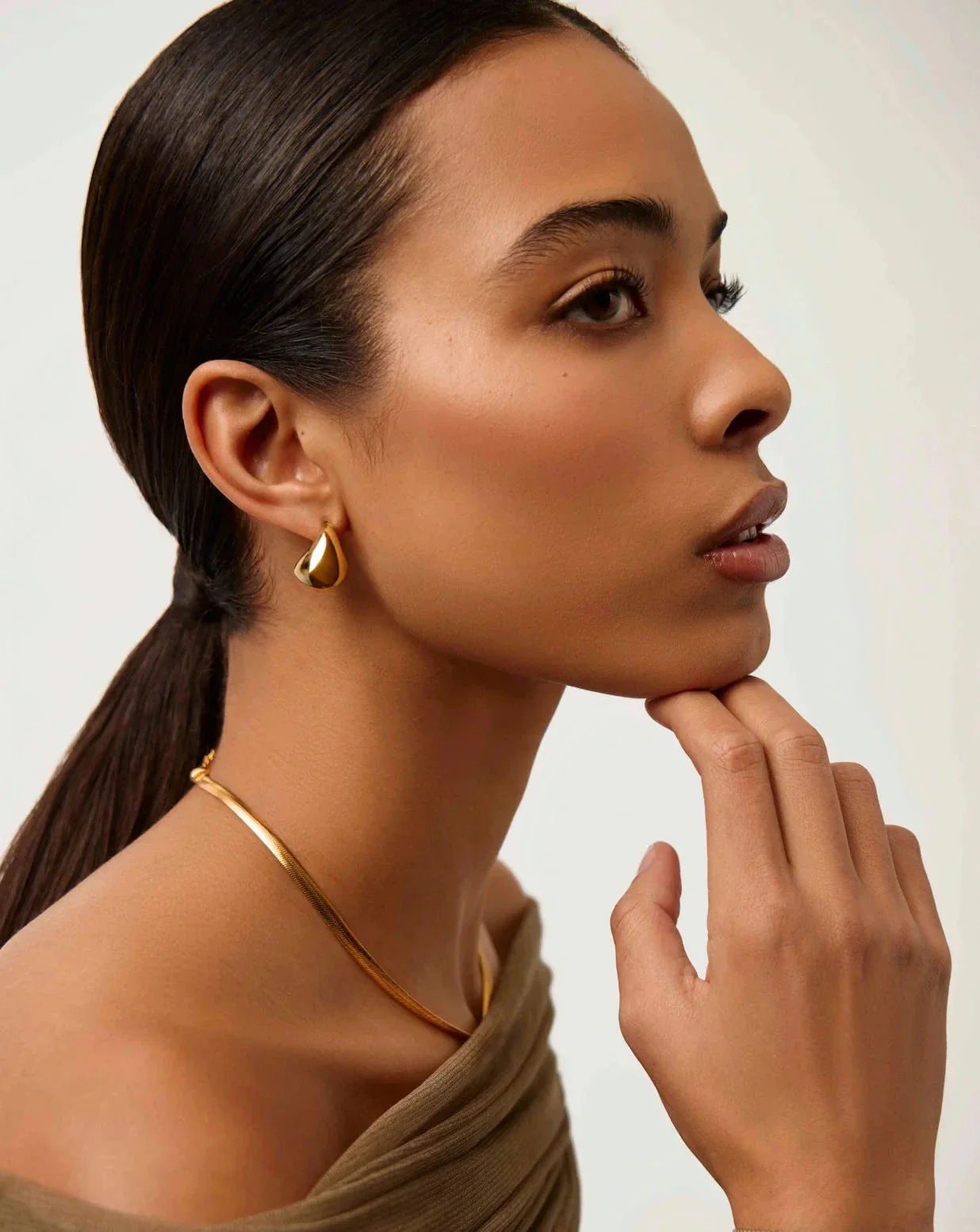 Sculptural Chubby Dome Small Hoop Earrings | 18ct Gold Plated - Image 6