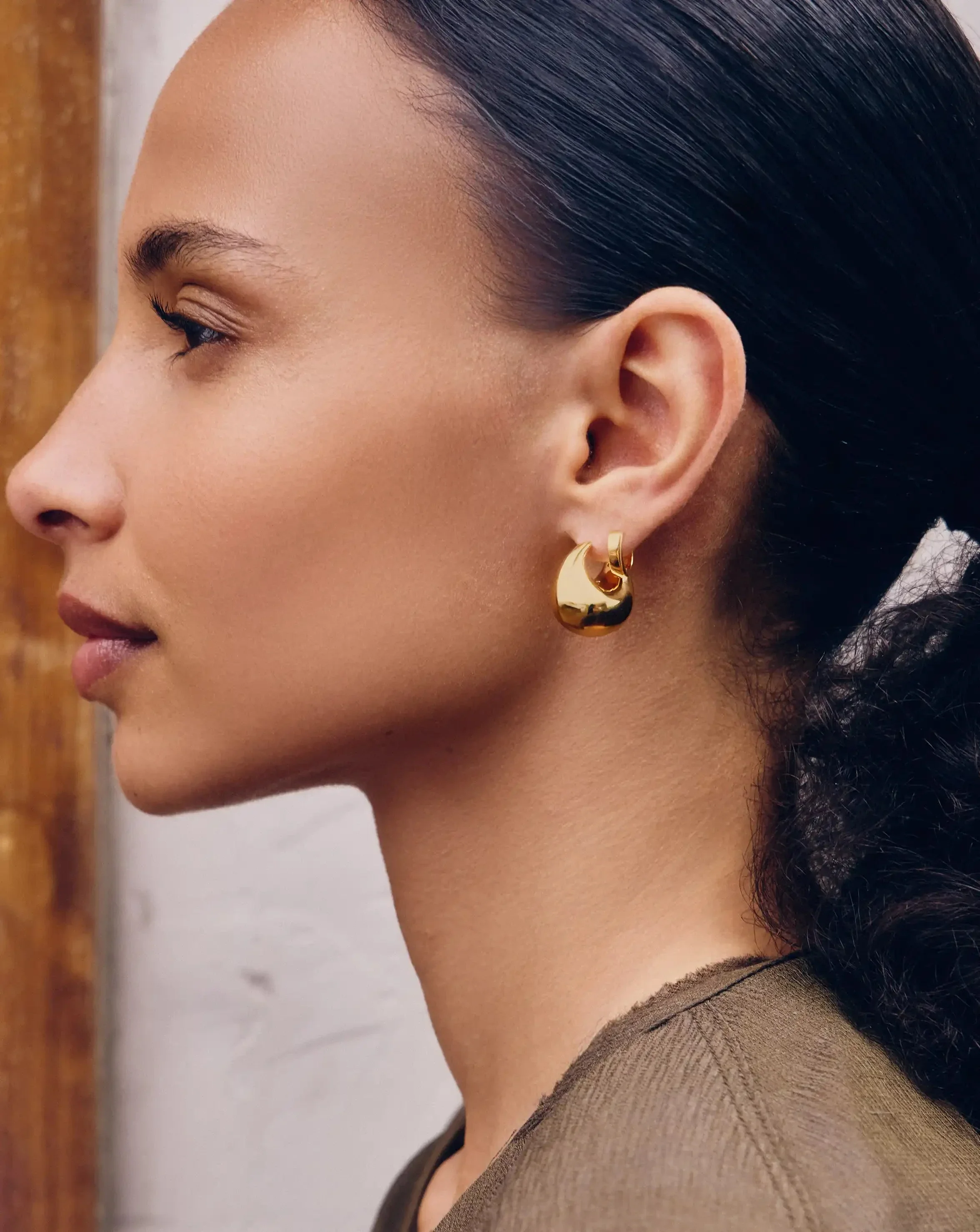 Sculptural Chubby Dome Small Hoop Earrings | 18ct Gold Plated - Image 7