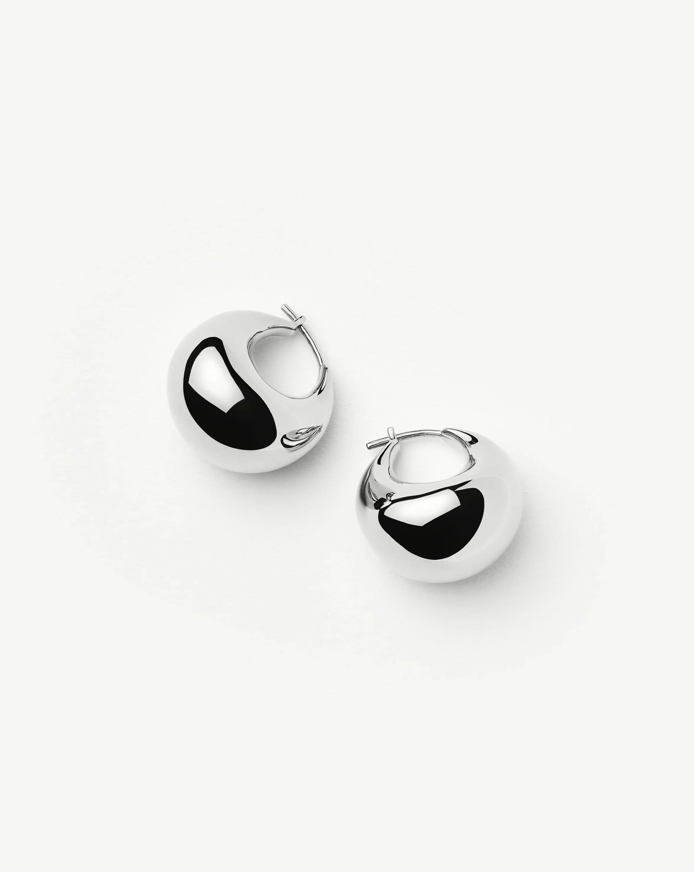 Sculptural Chubby Dome Small Hoop Earrings | Silver Plated - Image 4