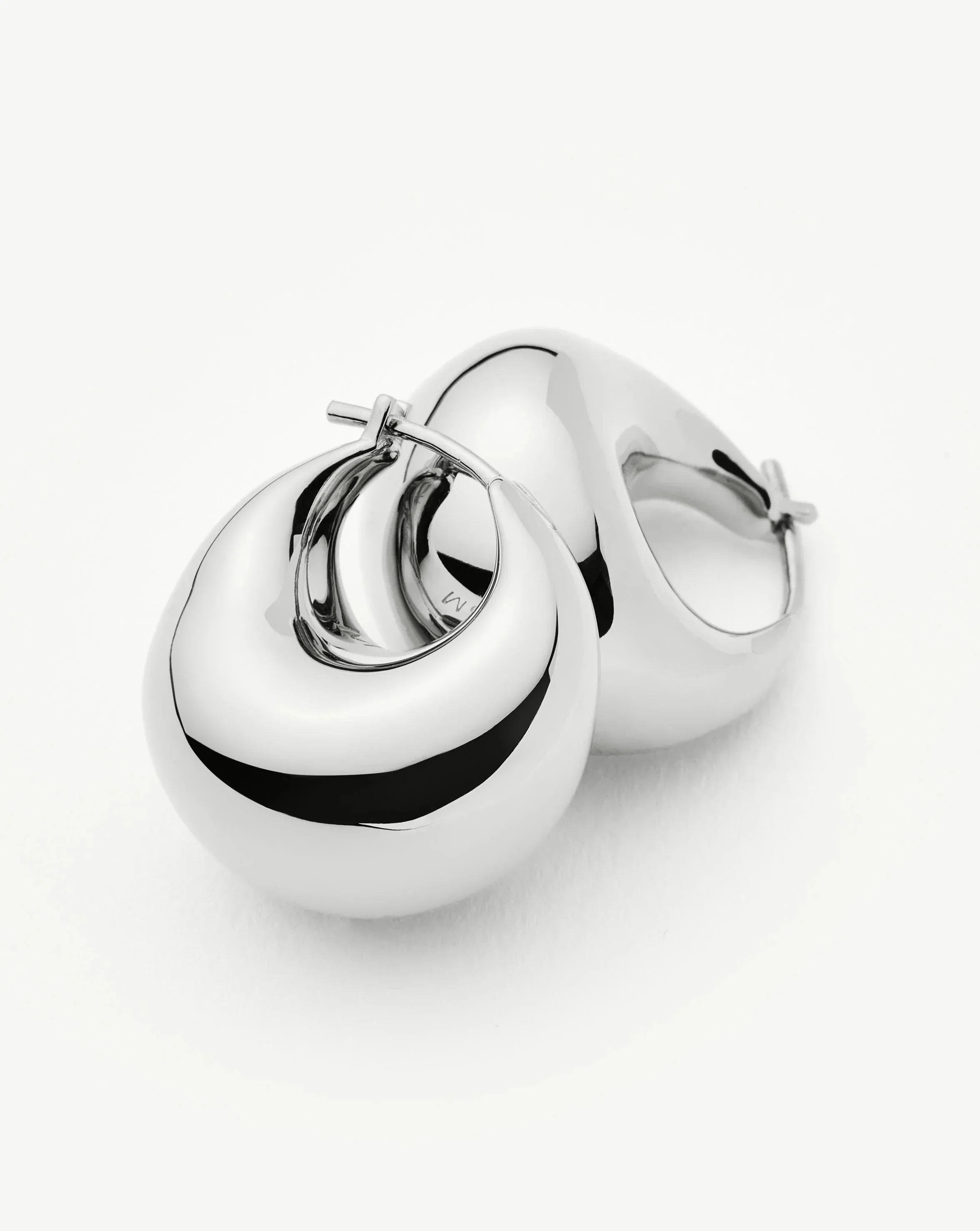 Sculptural Chubby Dome Small Hoop Earrings | Silver Plated - Image 5