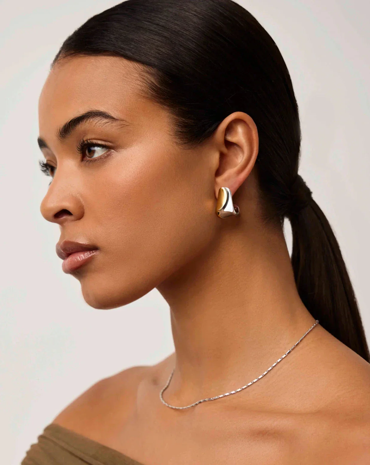 Sculptural Molten Medium Hoop Earrings | Mixed Metal - Image 2