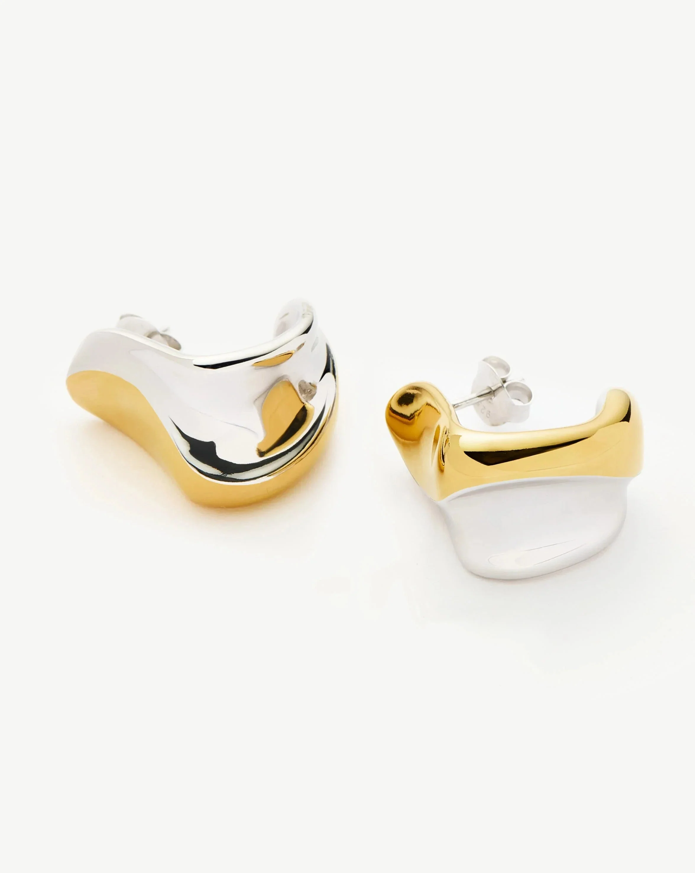 Sculptural Molten Medium Hoop Earrings | Mixed Metal - Image 4