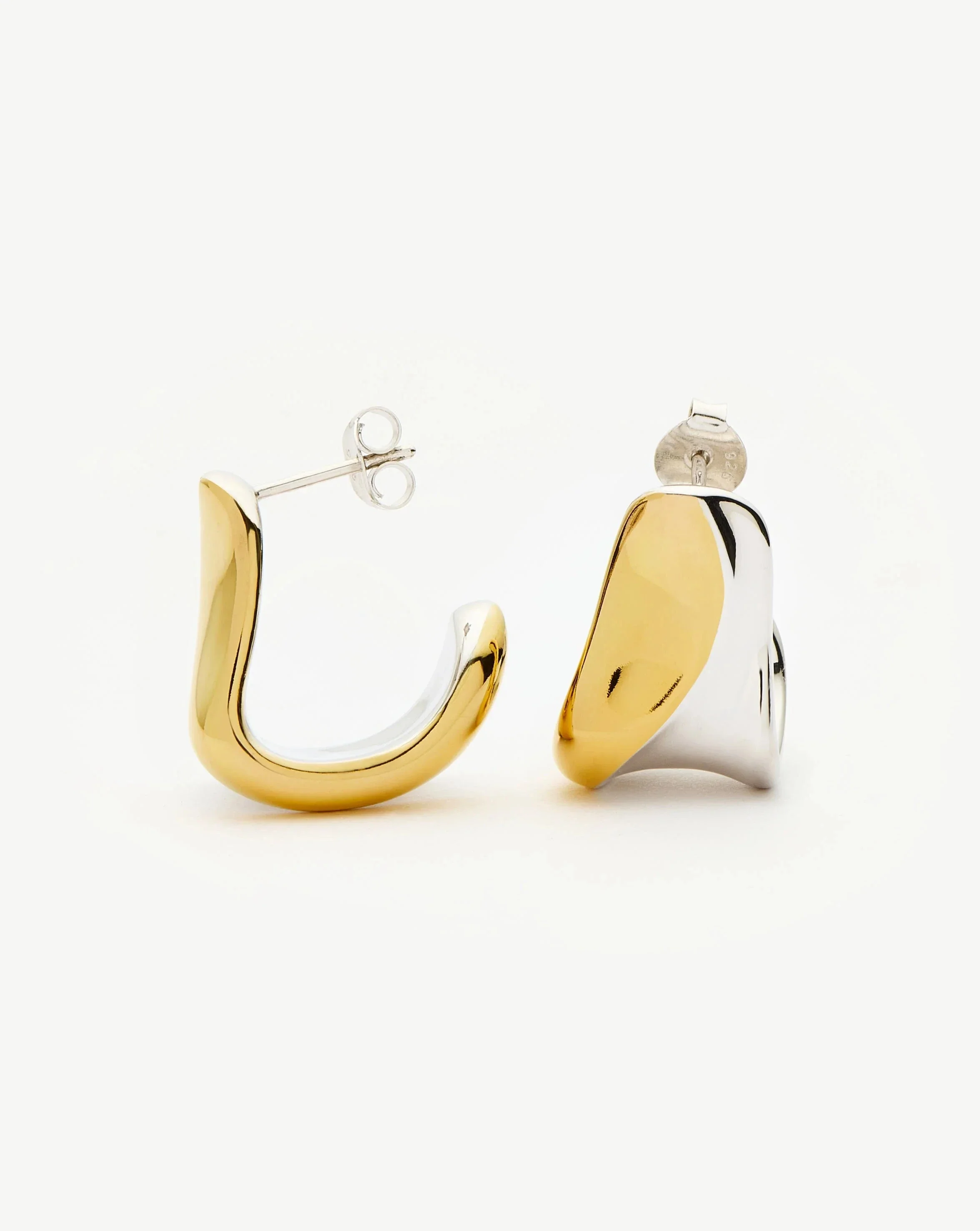 Sculptural Molten Medium Hoop Earrings | Mixed Metal - Image 5