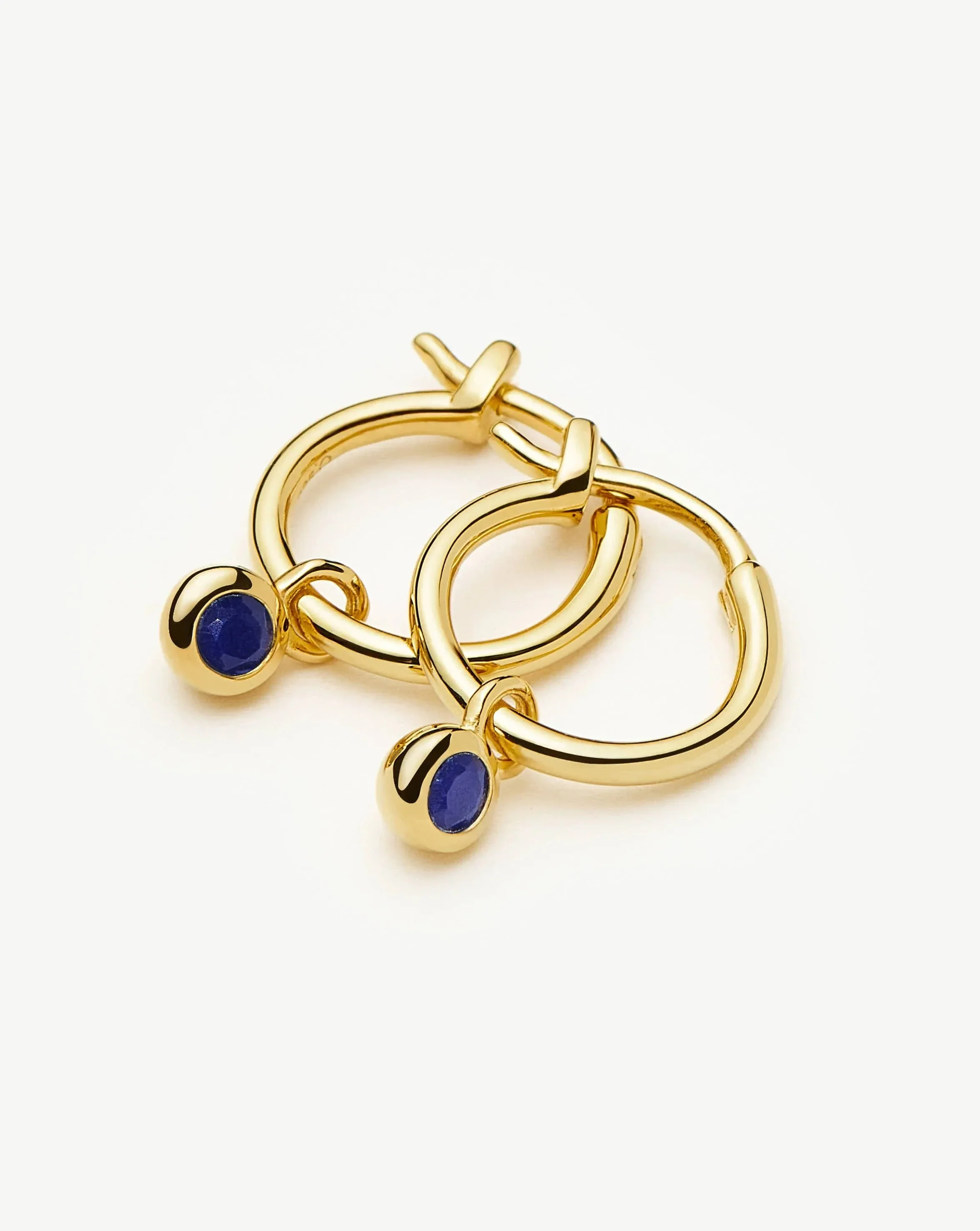 September Birthstone Mini Charm Hoop Earrings | 18ct Gold Vermeil/Lapis - Image 4