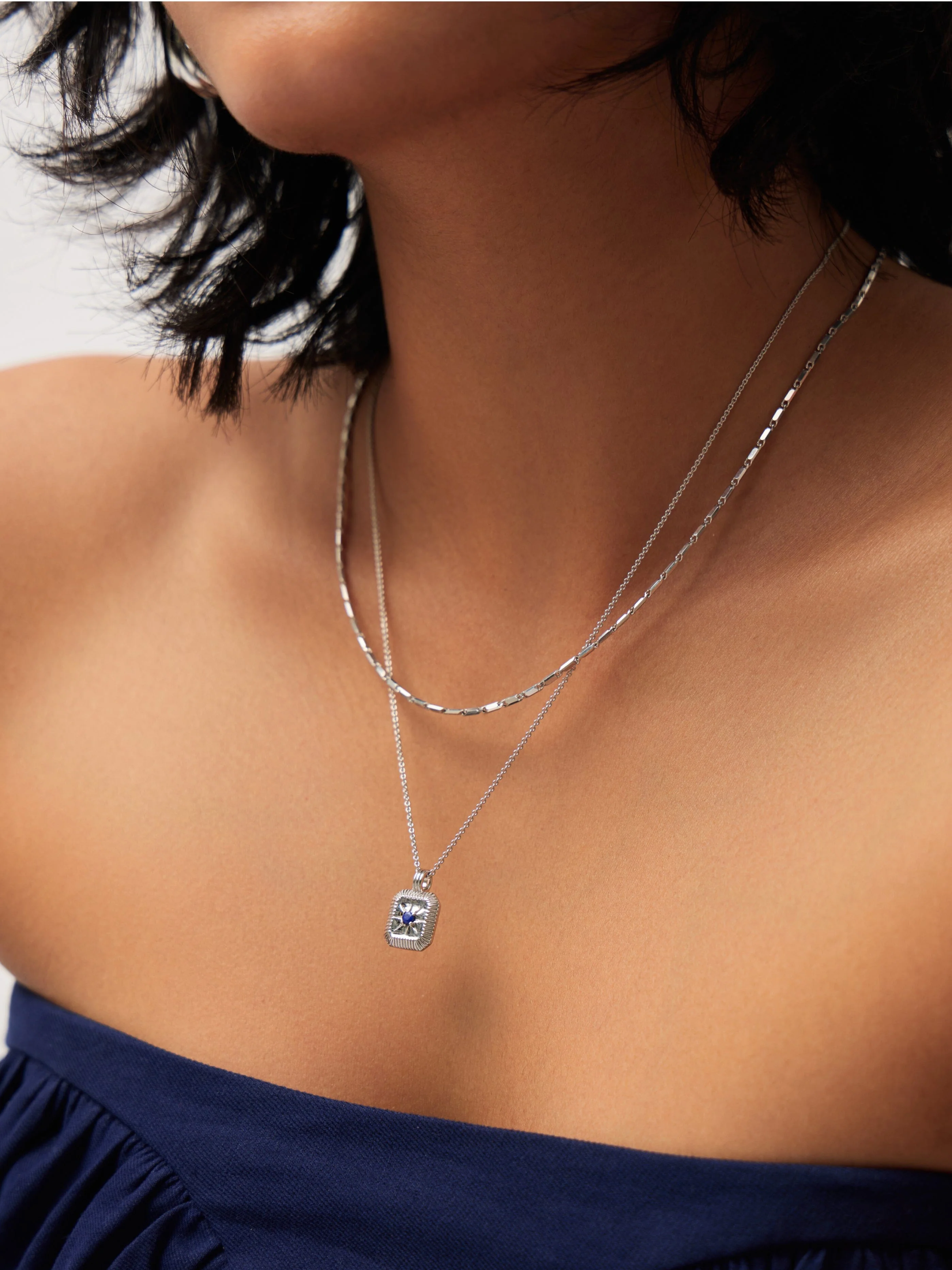 September Birthstone Necklace & Charm Earrings Set | Sterling Silver/Lapis - Image 2