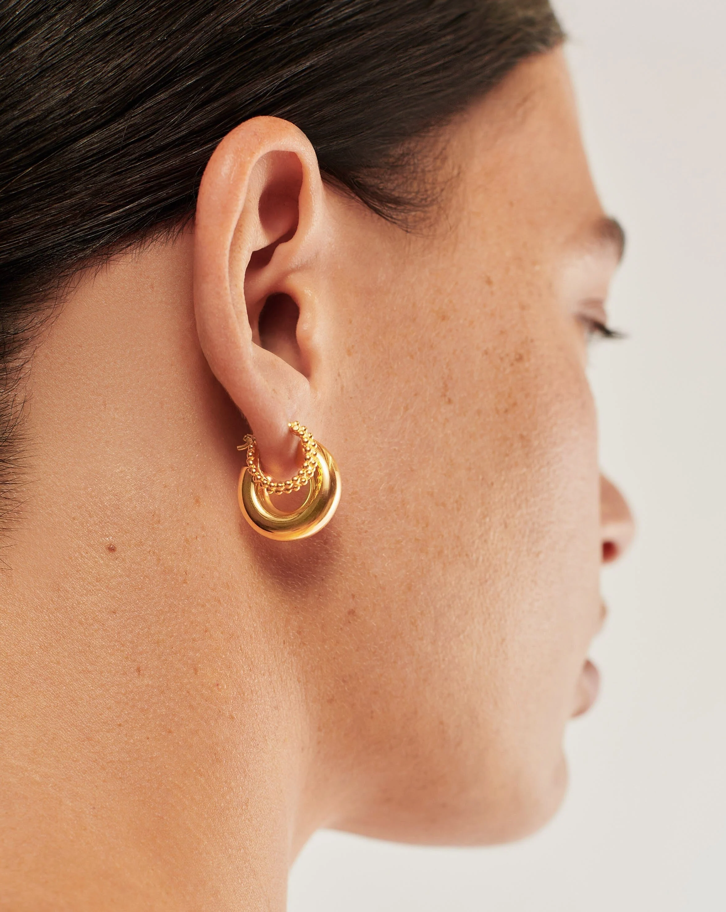 Chubby Tunnel Small Hoop Earrings | 18ct Gold Plated - Image 3