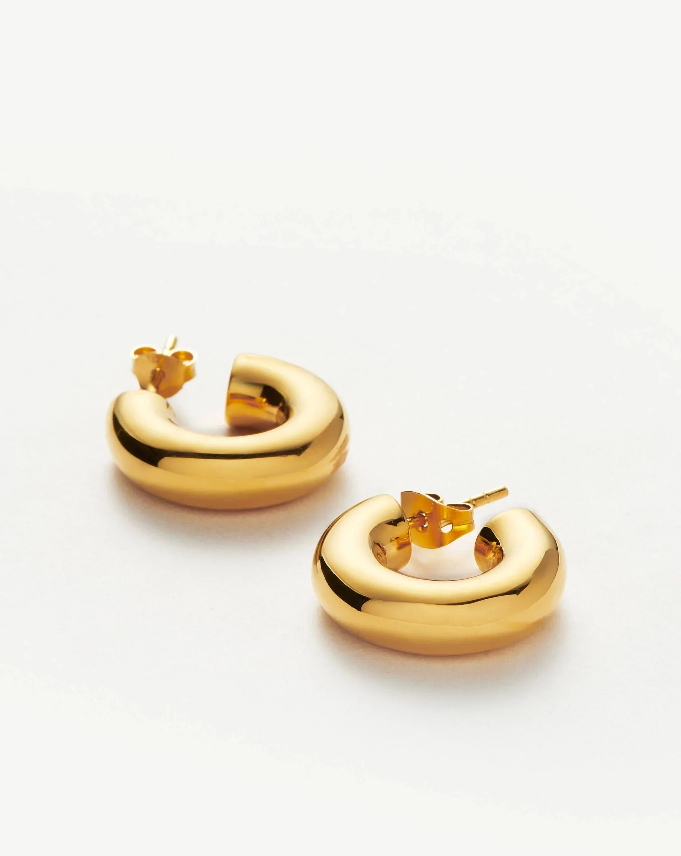 Chubby Tunnel Small Hoop Earrings | 18ct Gold Plated - Image 4