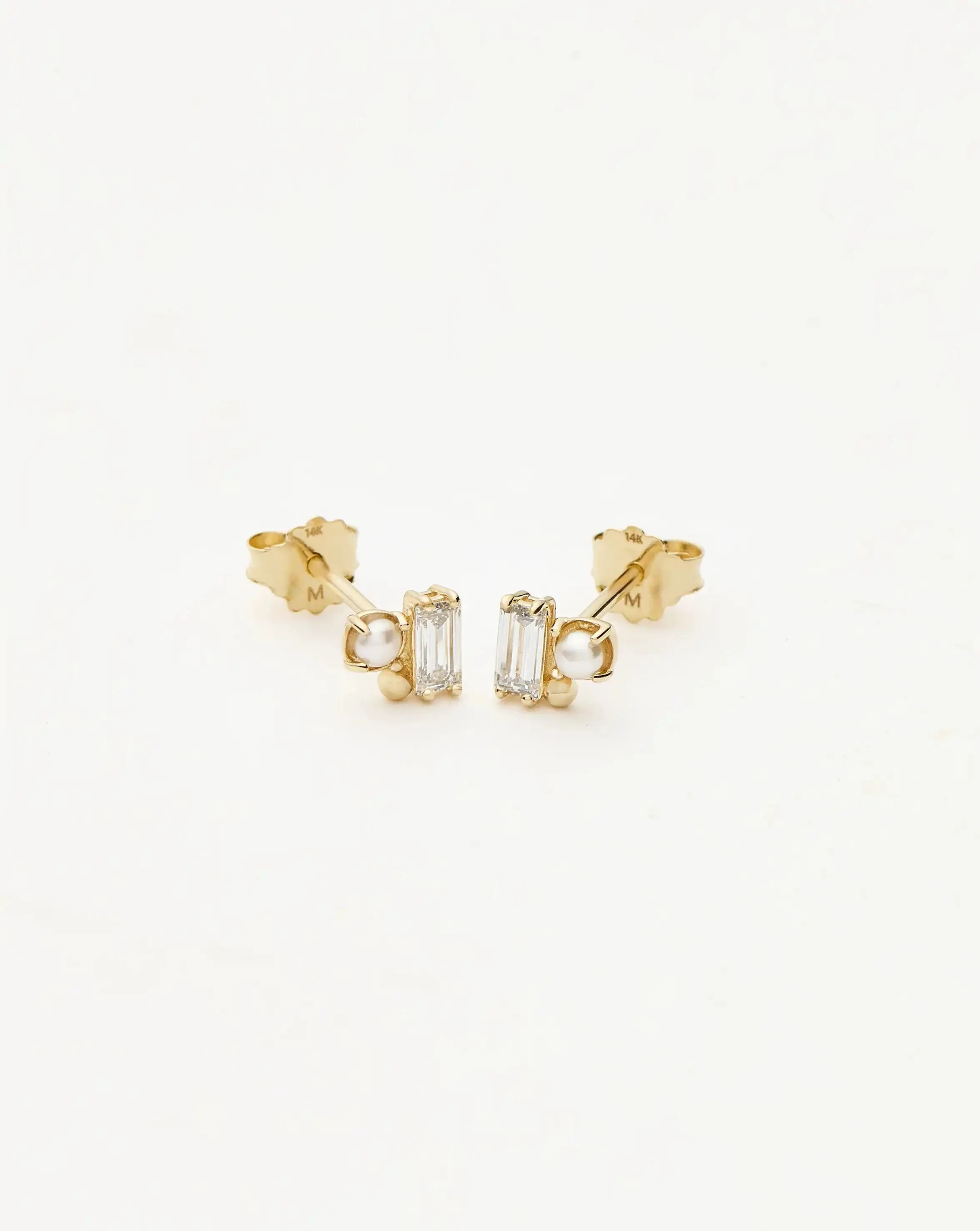 Solid Gold Diamond Pearl Stud Earrings | 14ct Solid Gold/Pearl - Image 5