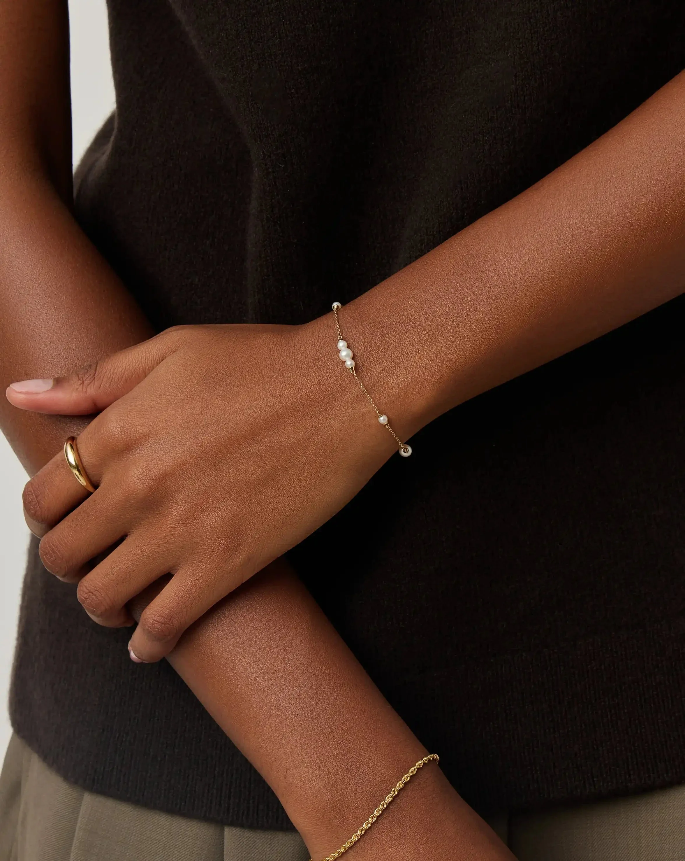 Solid Gold Pearl Chain Bracelet | 14ct Solid Gold/Pearl - Image 3