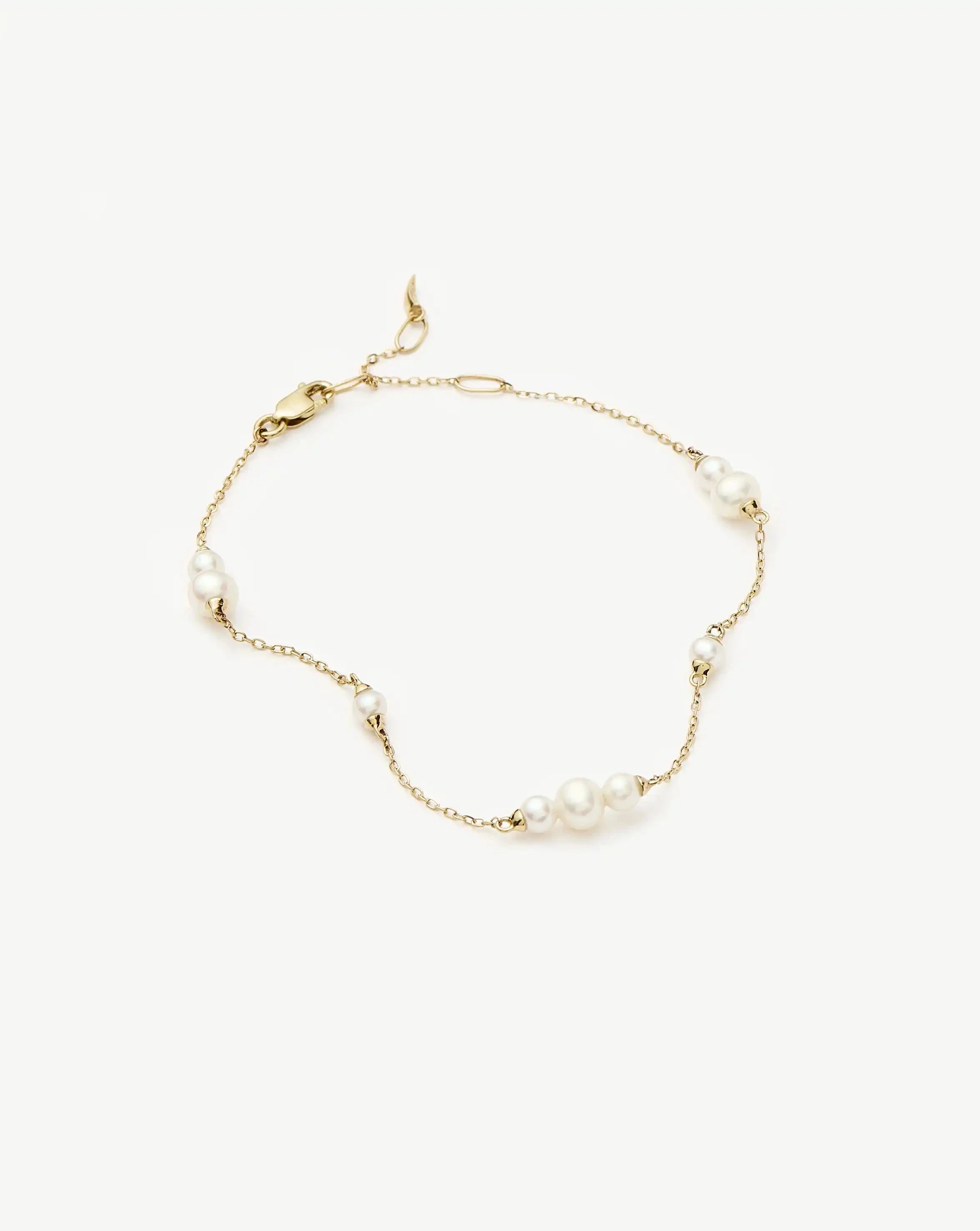 Solid Gold Pearl Chain Bracelet | 14ct Solid Gold/Pearl - Image 5