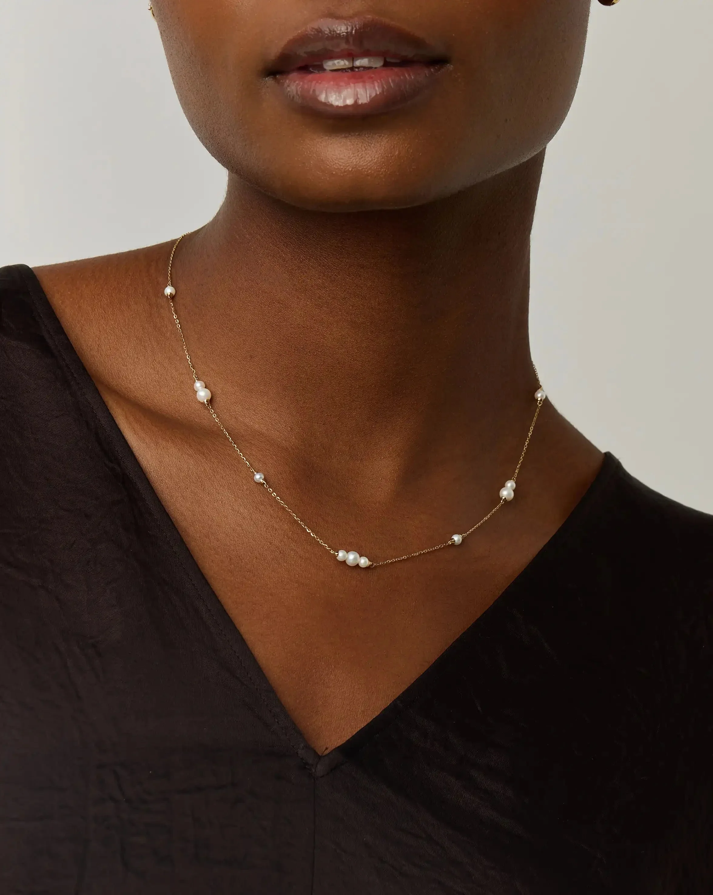 Solid Gold Pearl Chain Necklace | 14ct Solid Gold/Pearl - Image 2