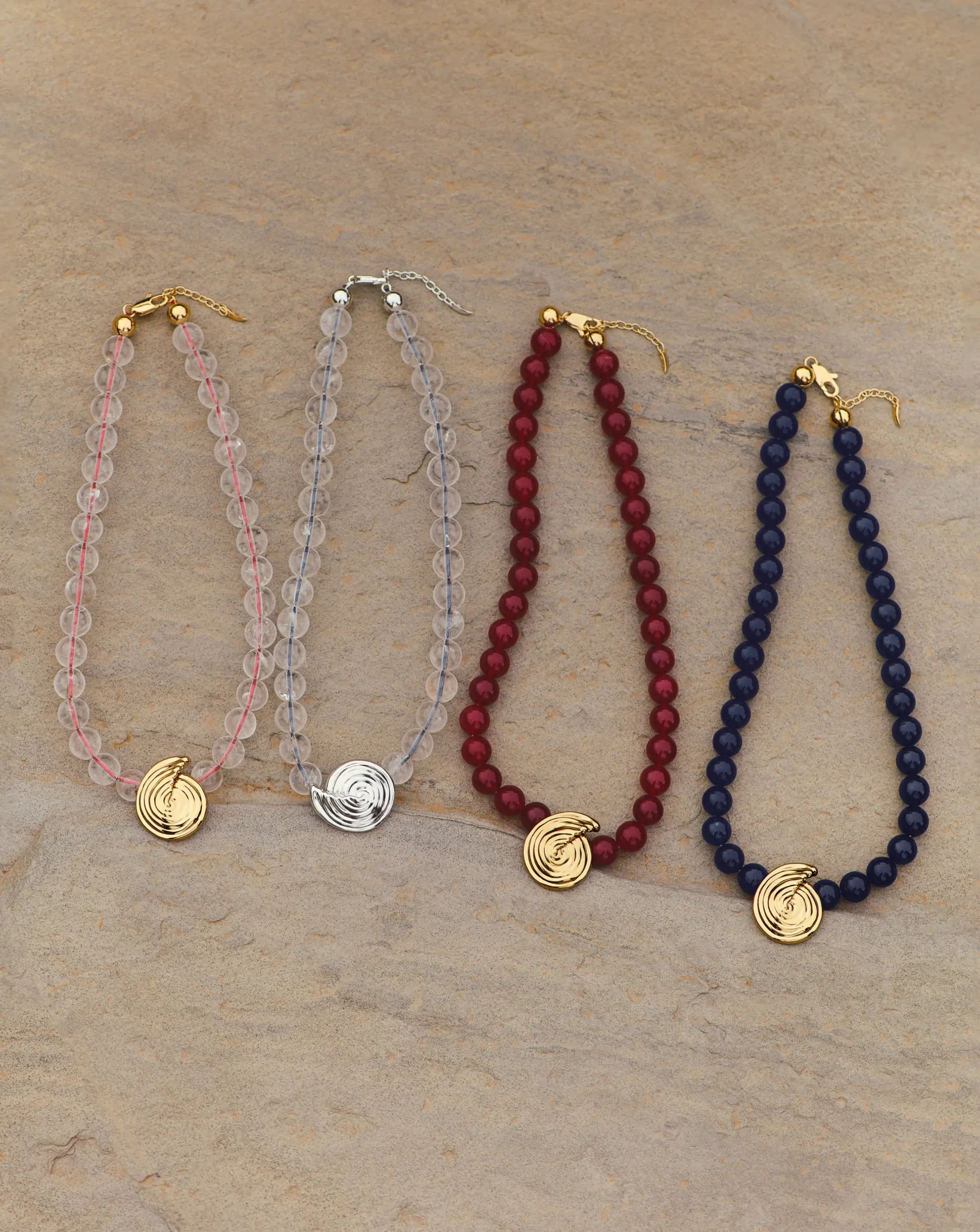 Spiral Gemstone Beaded Pendant Necklace | 18ct Gold Plated/Dark Blue Crystal Quartz - Image 6
