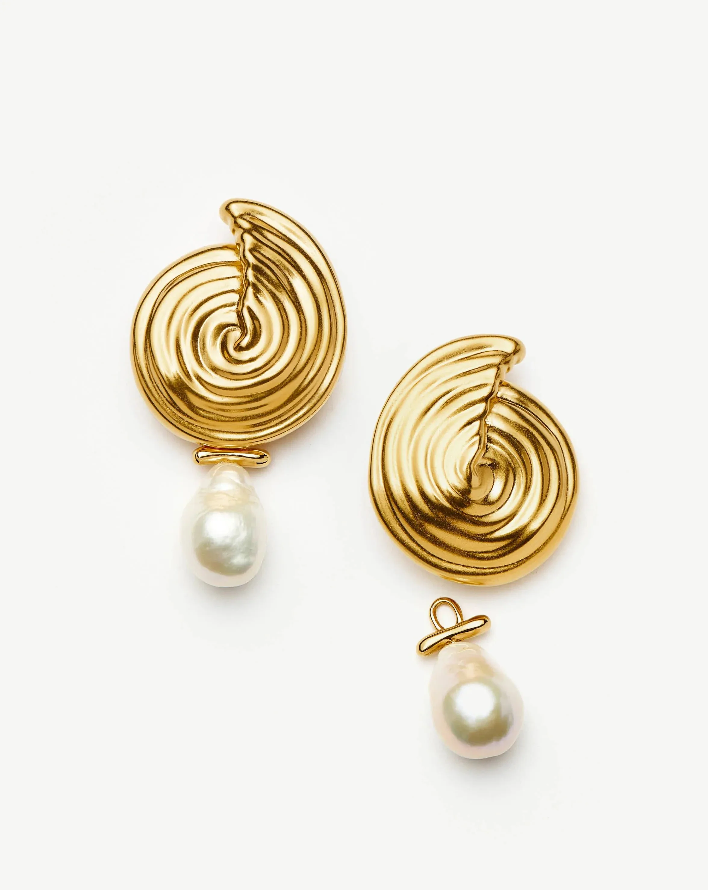 Spiral Detachable Pearl Drop Earrings | 18ct Gold Plated - Image 3