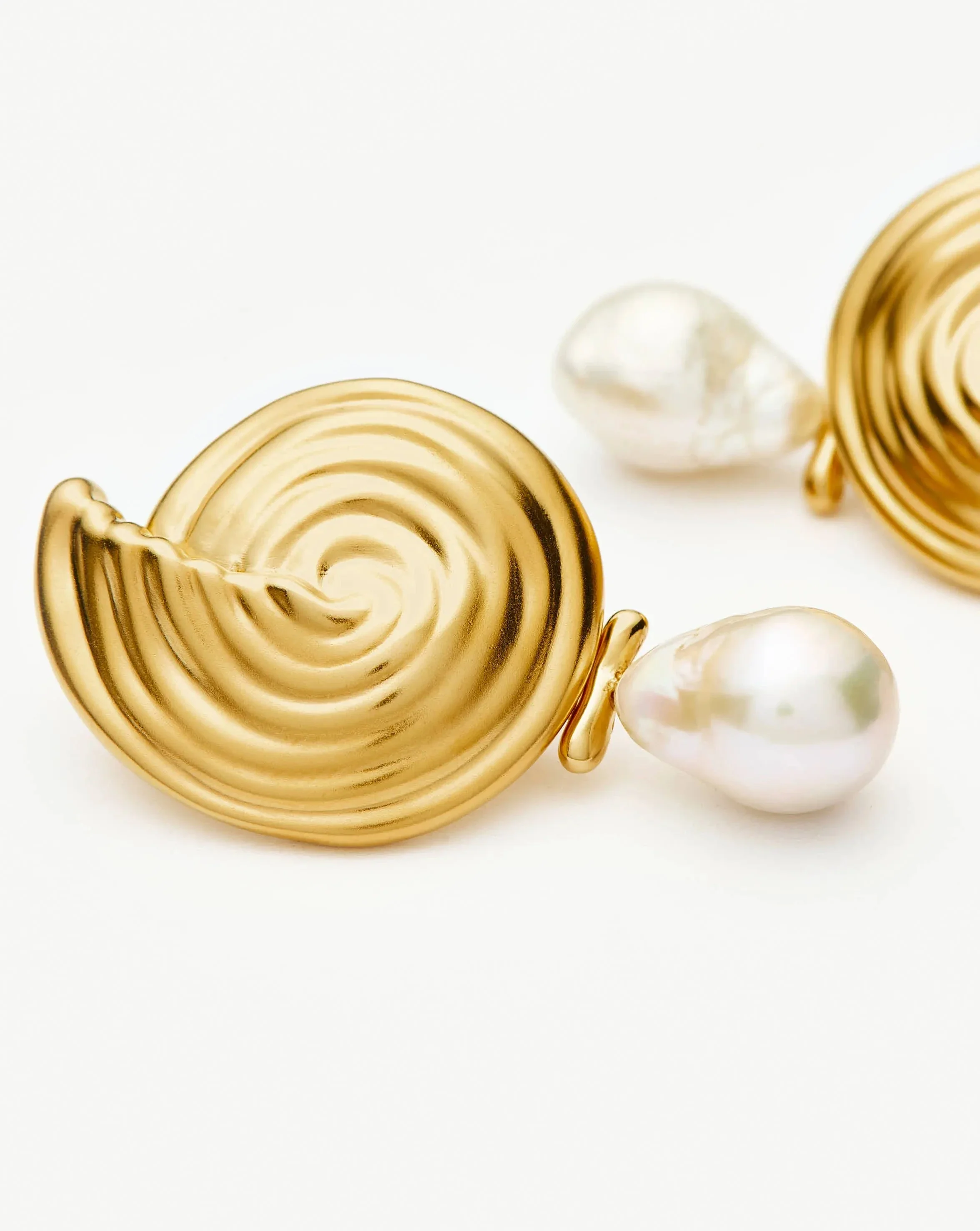 Spiral Detachable Pearl Drop Earrings | 18ct Gold Plated - Image 4