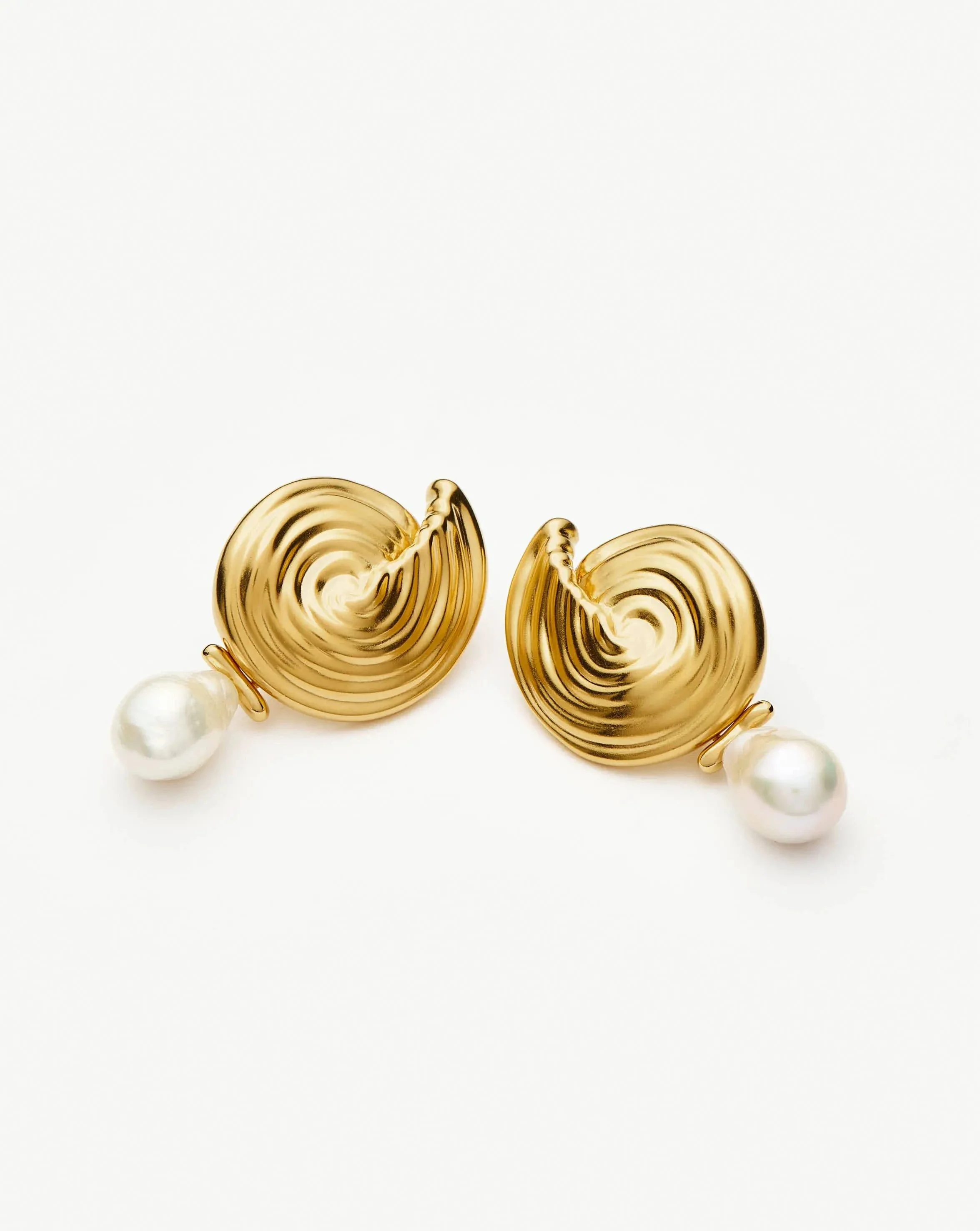 Spiral Detachable Pearl Drop Earrings | 18ct Gold Plated - Image 6