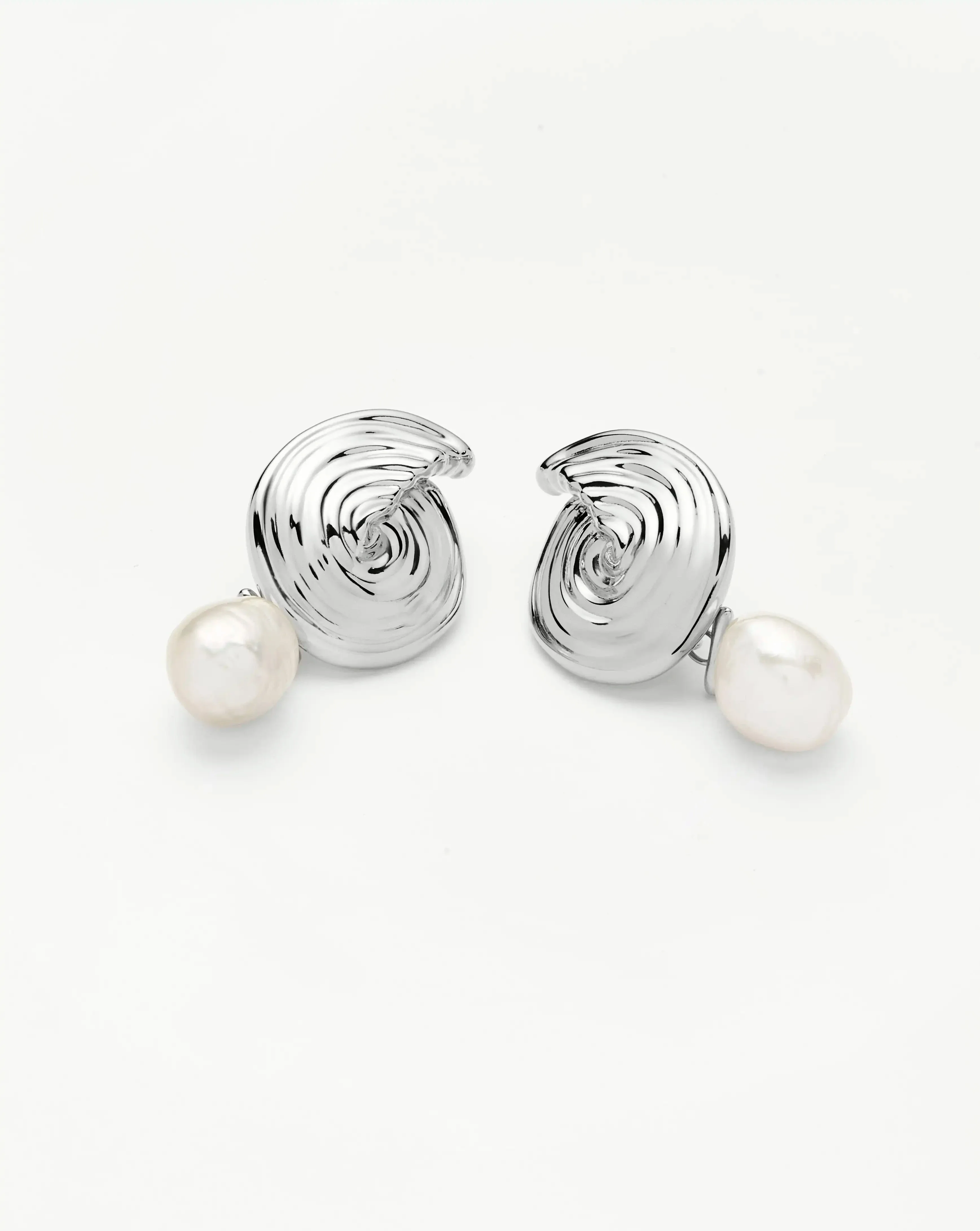 Spiral Detachable Pearl Drop Earrings | Silver Plated - Image 8