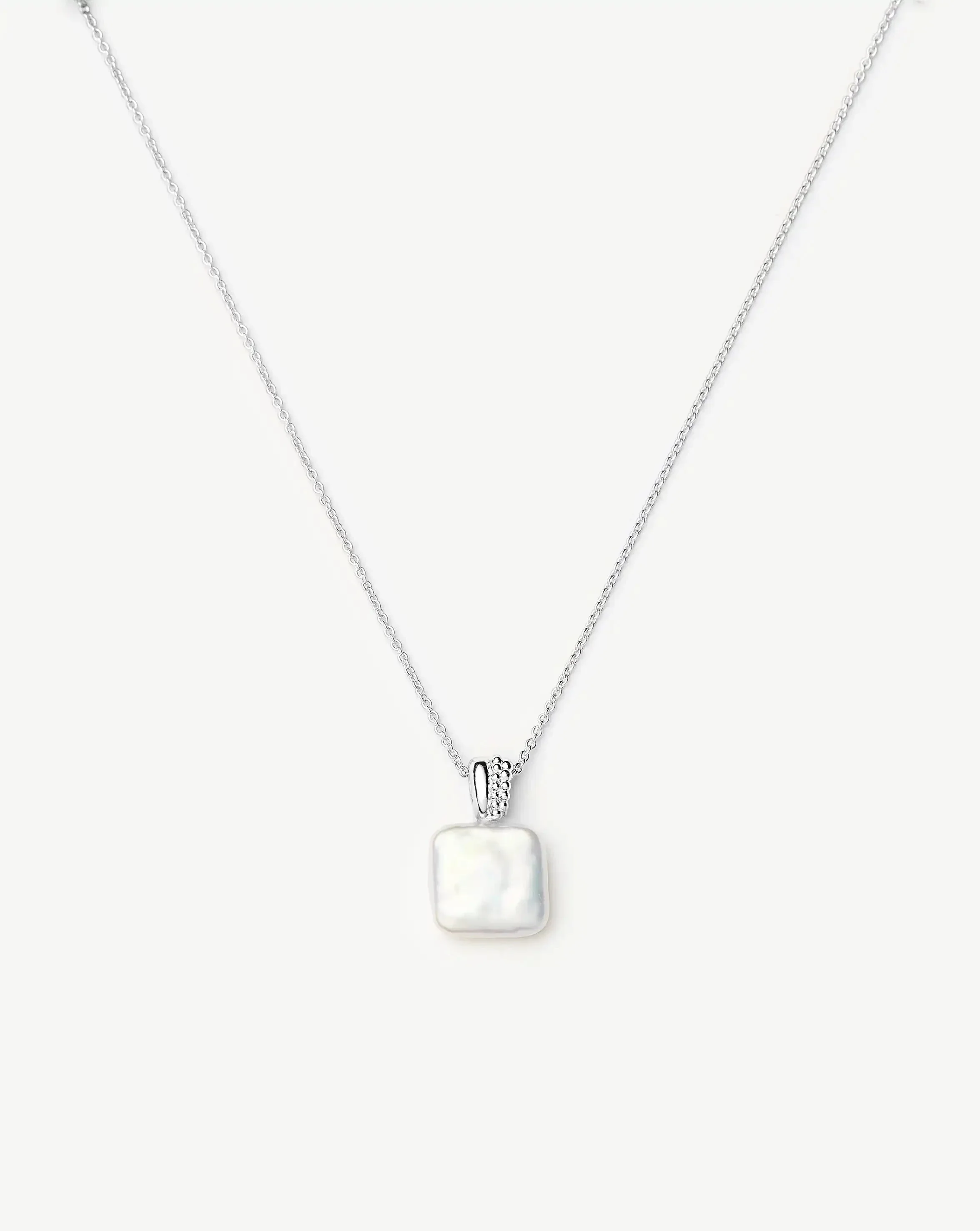 Square Pearl Baya Pendant Necklace | Sterling Silver/Pearl