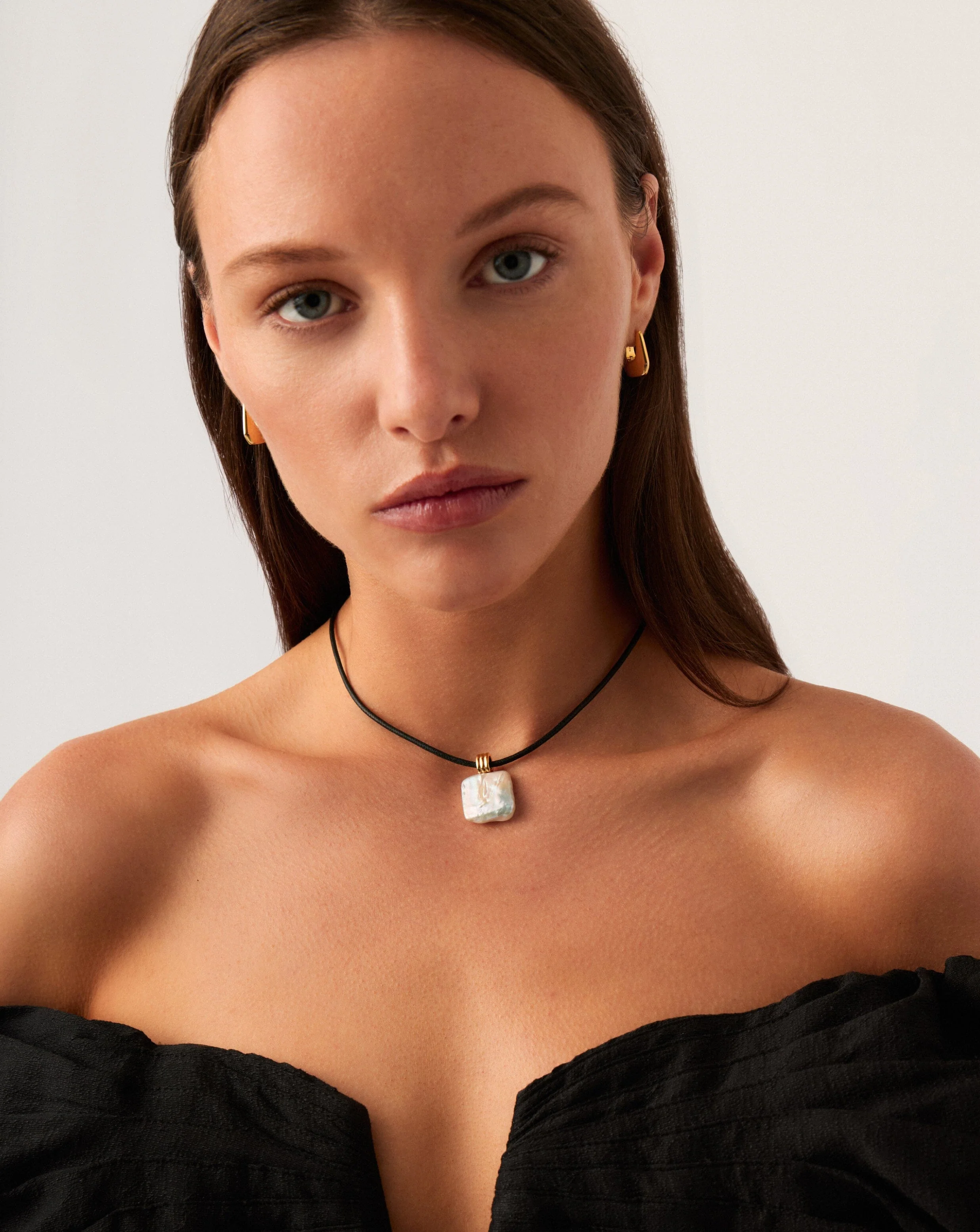 Square Pearl Pendant Cord Necklace | 18ct Gold Vermeil/Pearl - Image 3