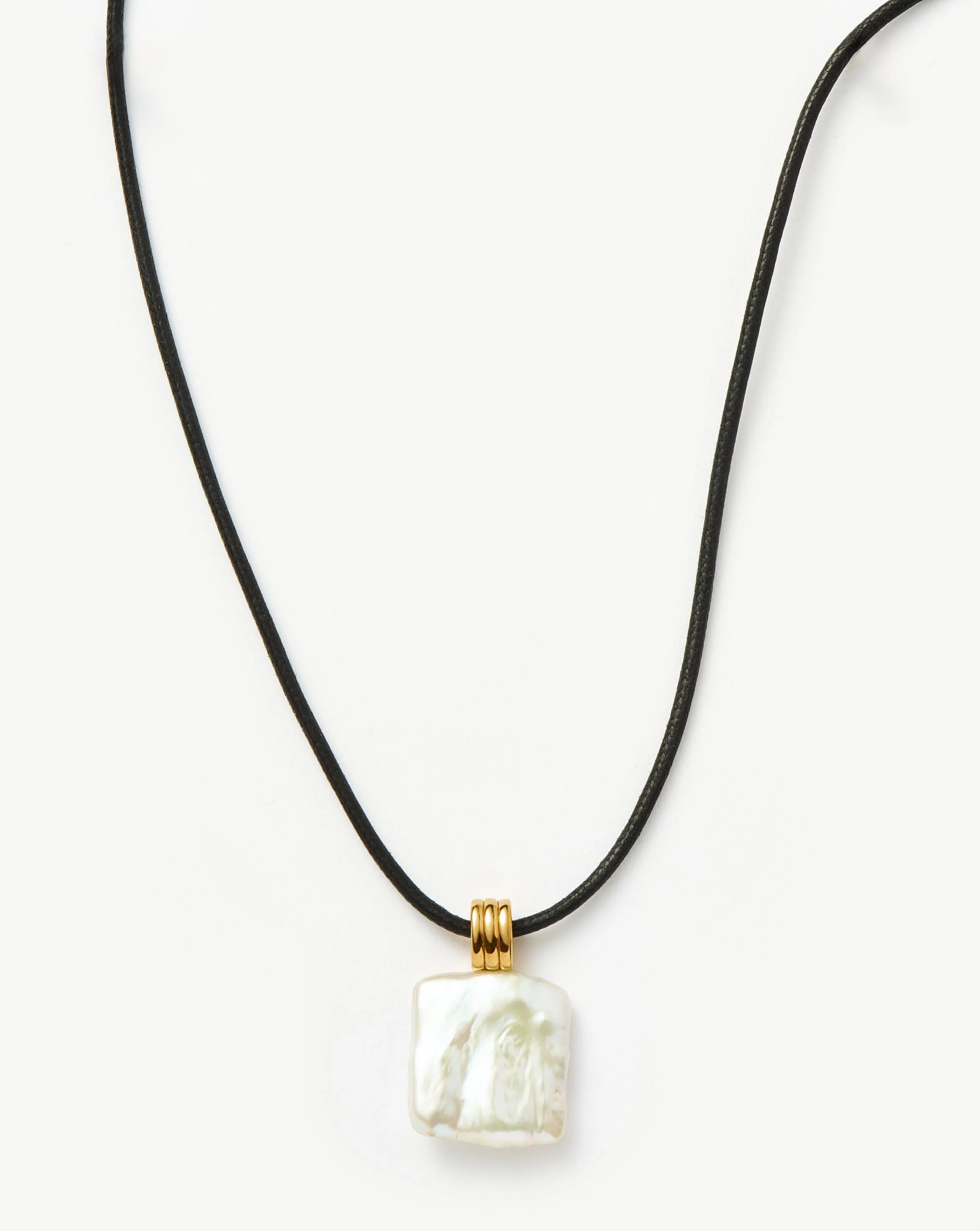 Square Pearl Pendant Cord Necklace | 18ct Gold Vermeil/Pearl - Image 4