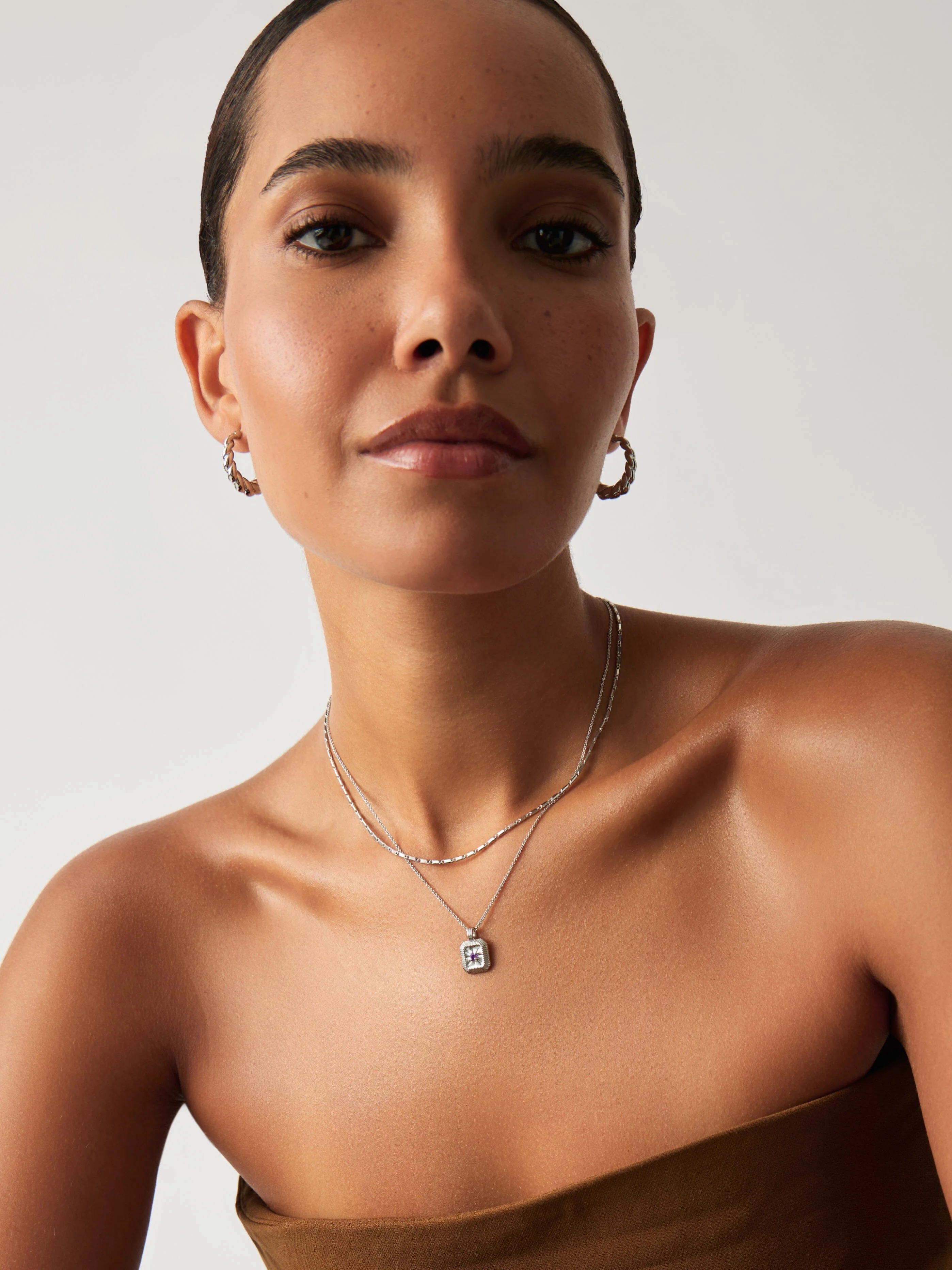 February Birthstone Pendant Necklace | Amethyst/Sterling Silver - Image 2