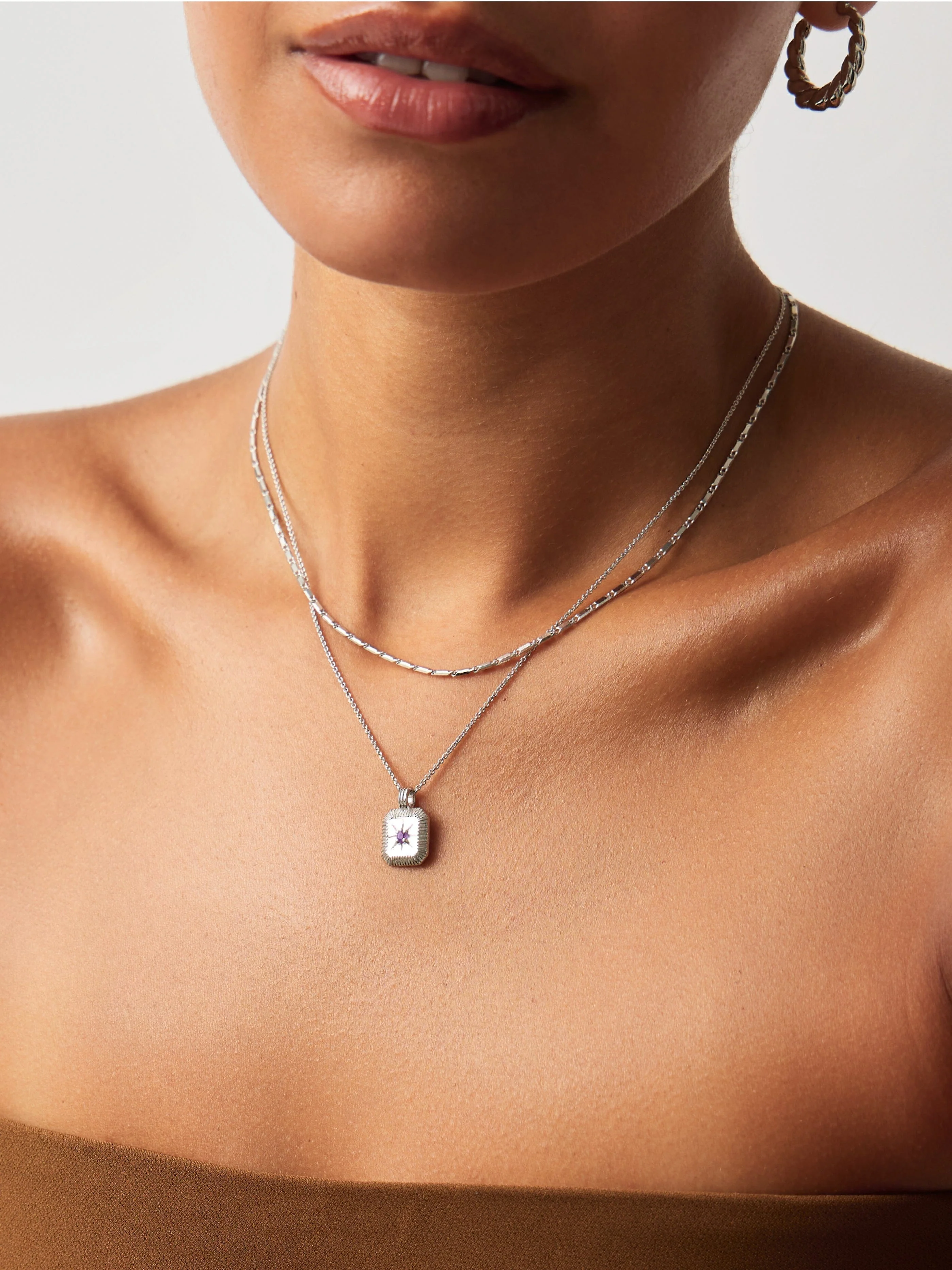 February Birthstone Pendant Necklace | Amethyst/Sterling Silver - Image 3