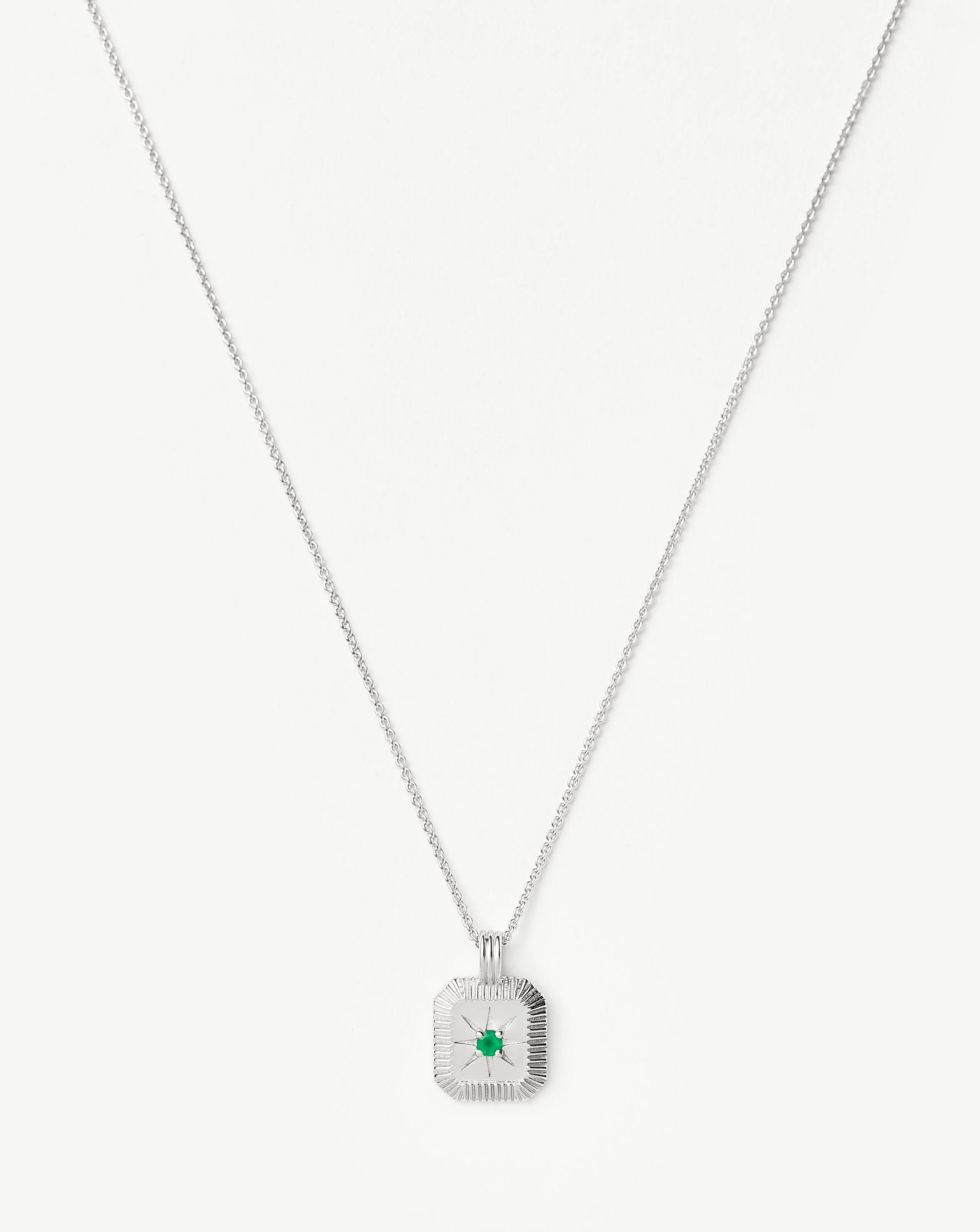 May Birthstone Pendant Necklace | Sterling Silver/Green Onyx