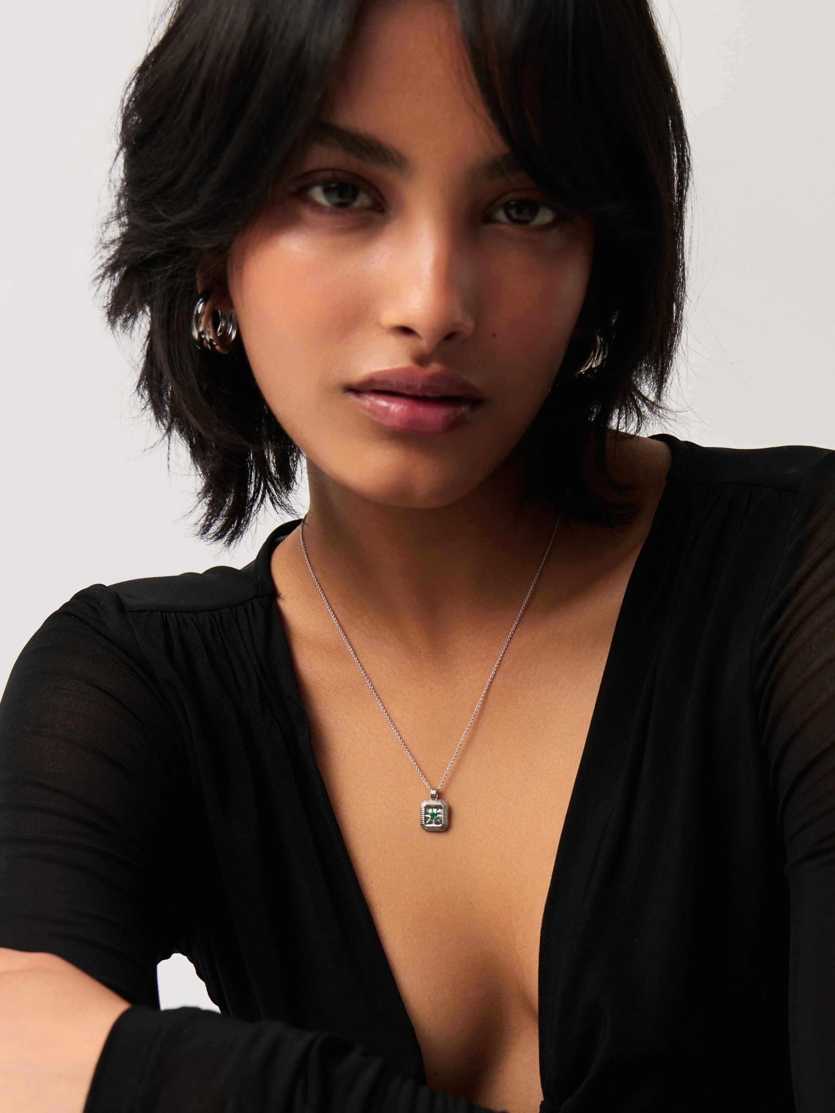 May Birthstone Pendant Necklace | Sterling Silver/Green Onyx - Image 2