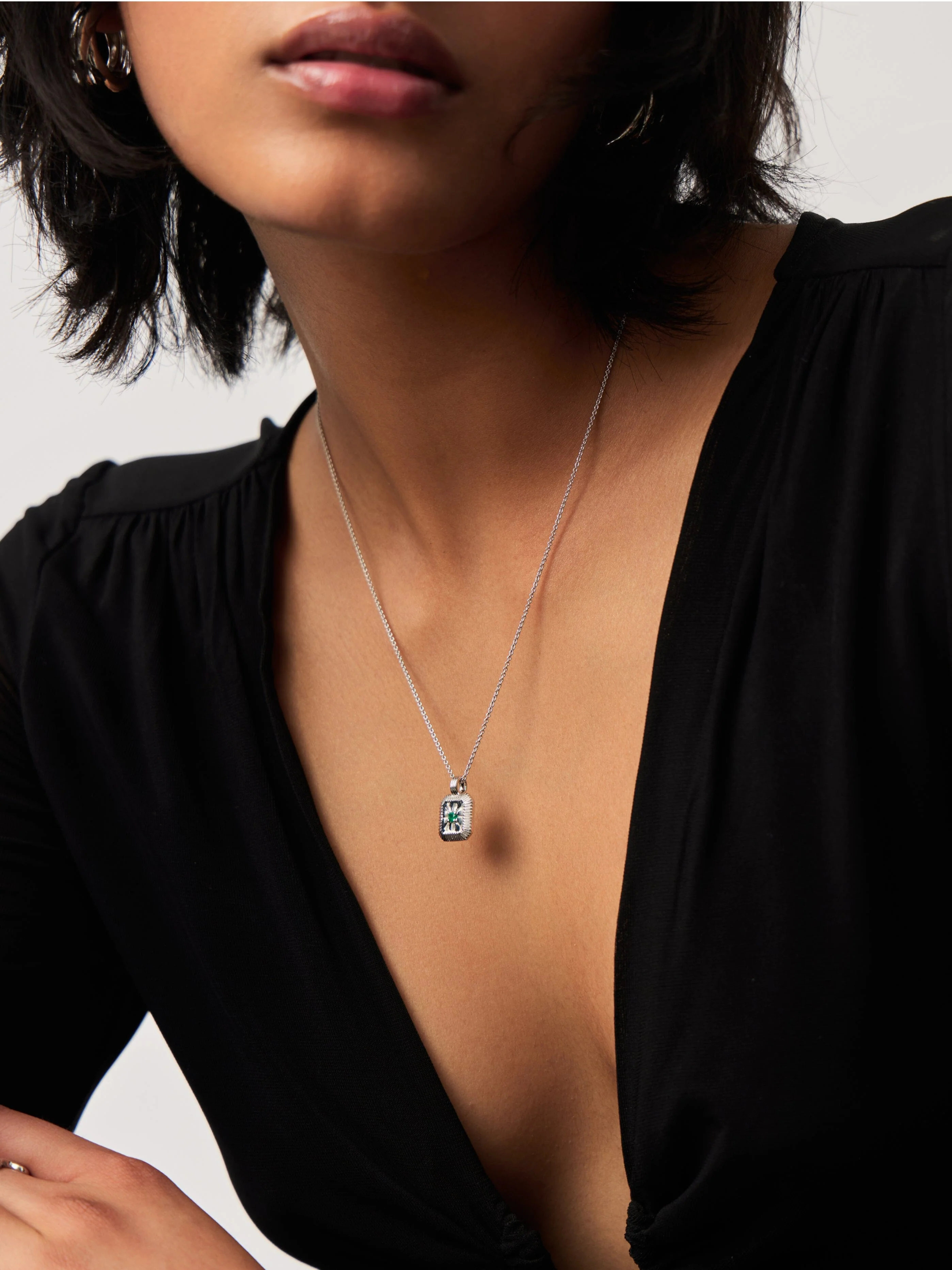 May Birthstone Pendant Necklace | Sterling Silver/Green Onyx - Image 3