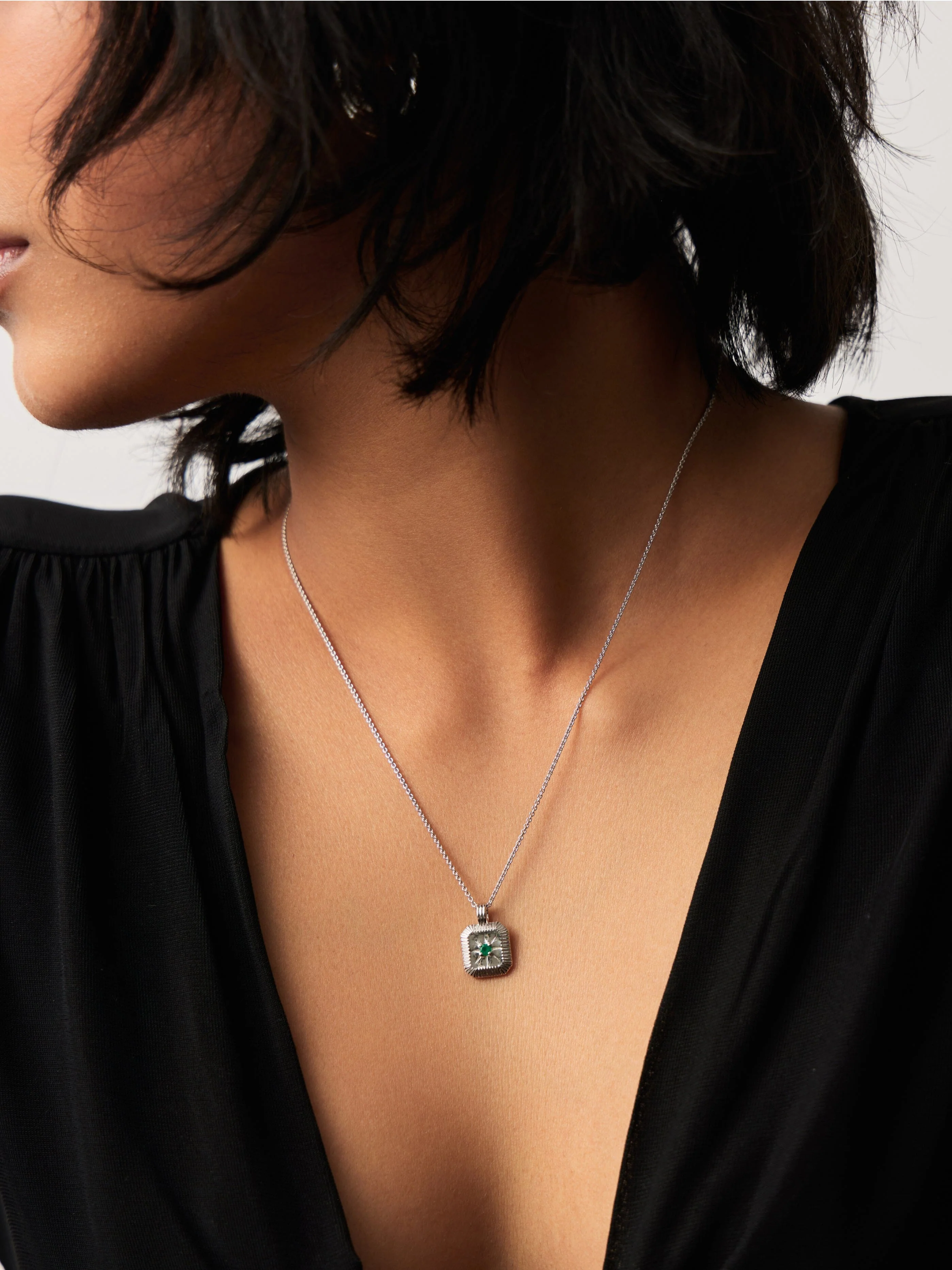 May Birthstone Pendant Necklace | Sterling Silver/Green Onyx - Image 6