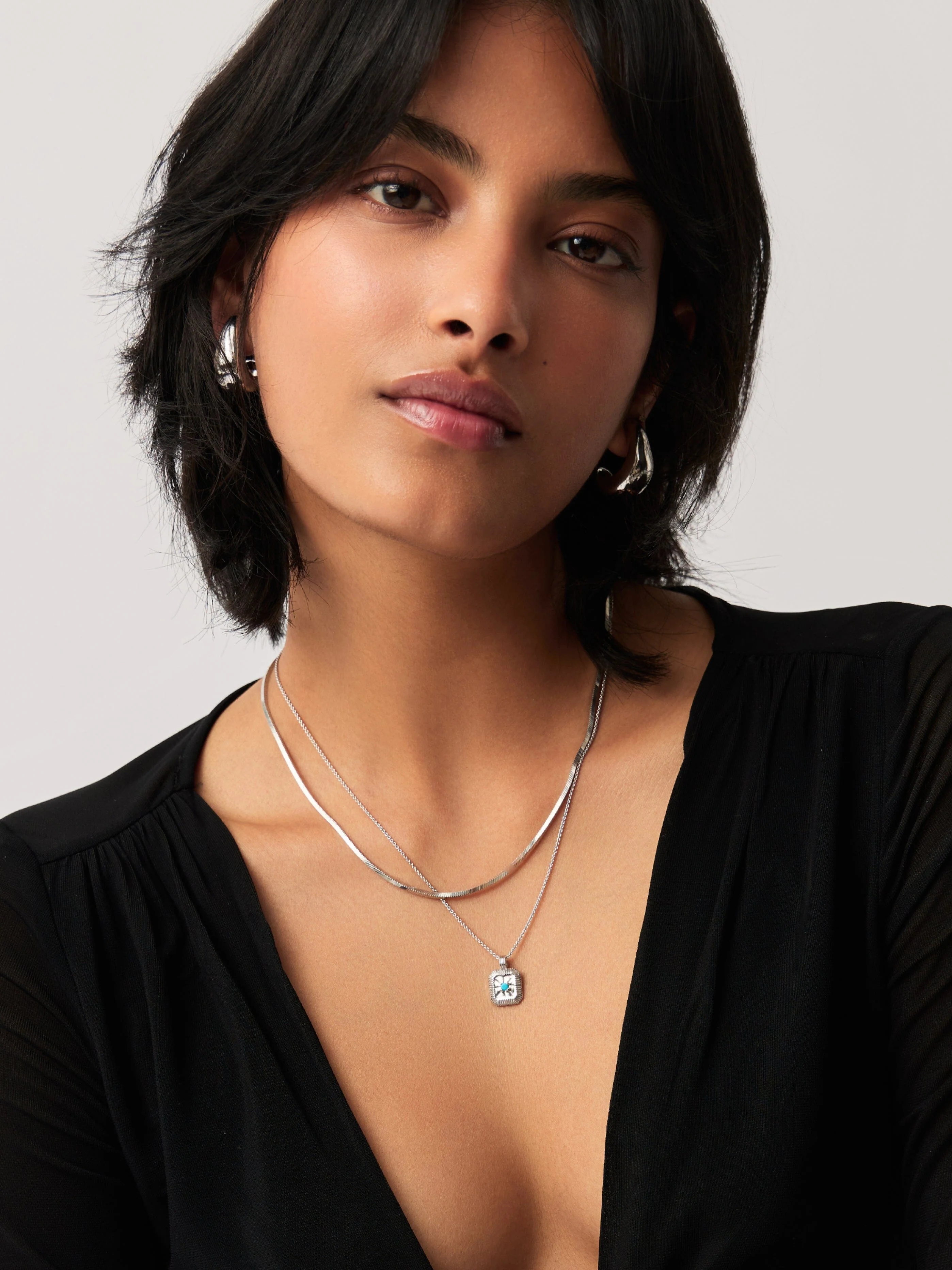 December Birthstone Pendant Necklace | Dyed Turquoise Magnesite/Sterling Silver - Image 3