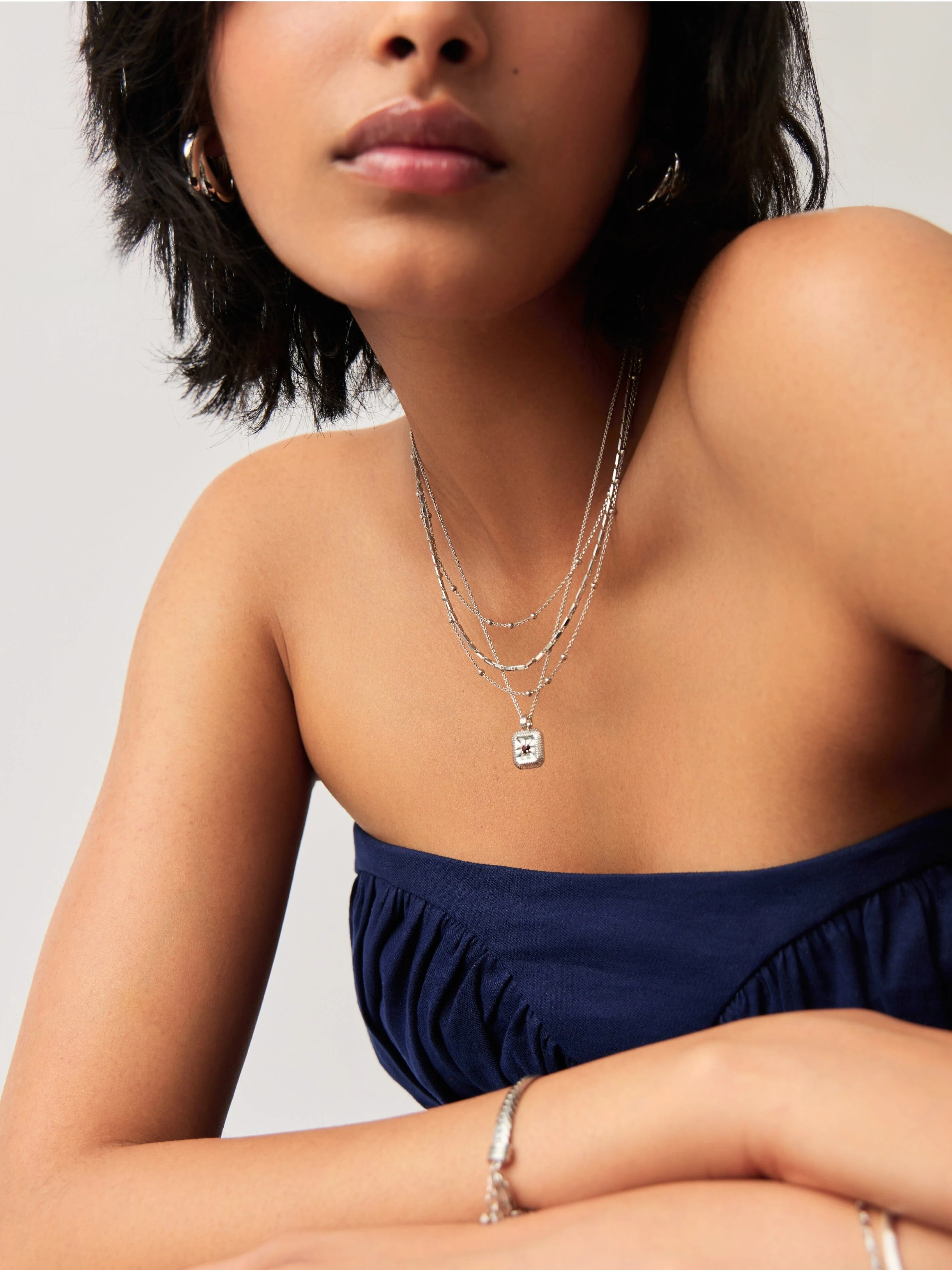 January Birthstone Pendant Necklace | Garnet/Sterling Silver - Image 6