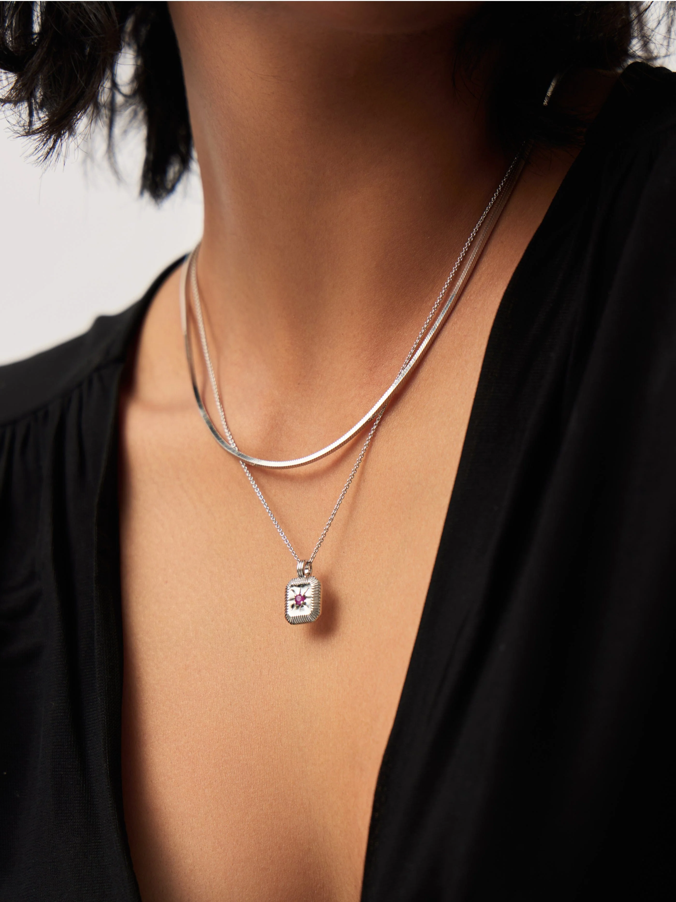 October Birthstone Pendant Necklace | Sterling Silver/Pink Tourmaline - Image 3