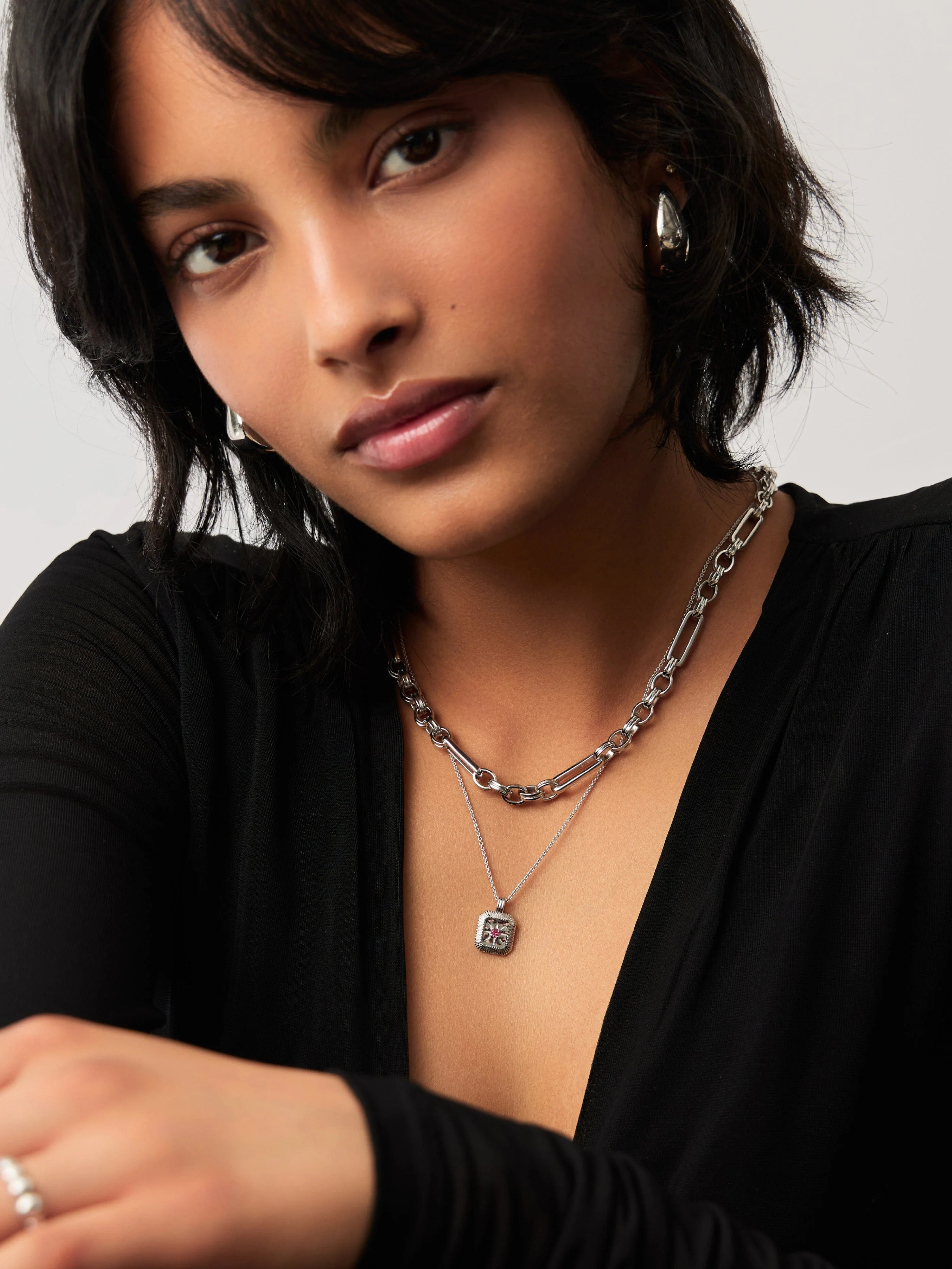 July Birthstone Pendant Necklace | Glass Filled Ruby/July - Image 2