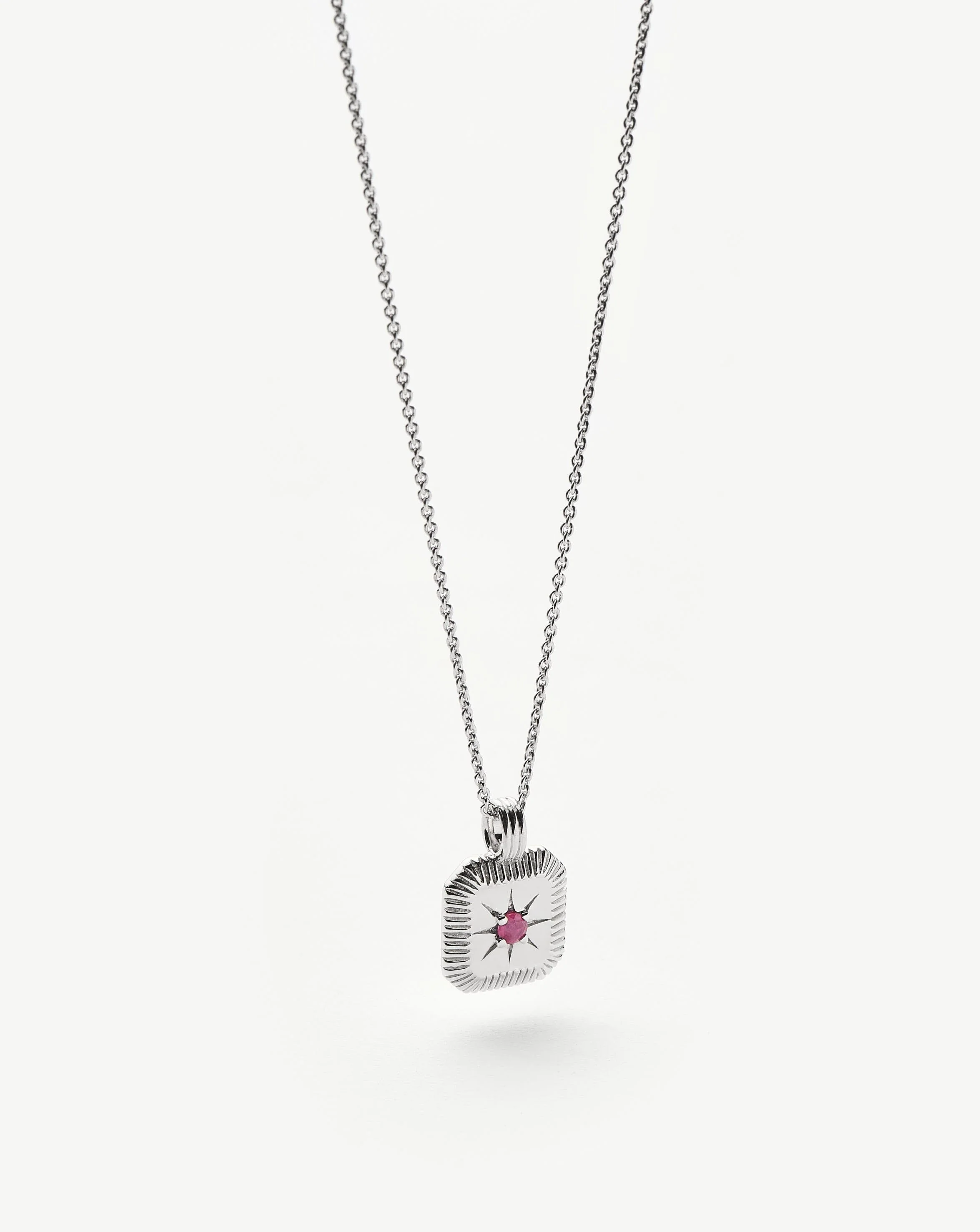 July Birthstone Pendant Necklace | Glass Filled Ruby/July - Image 5