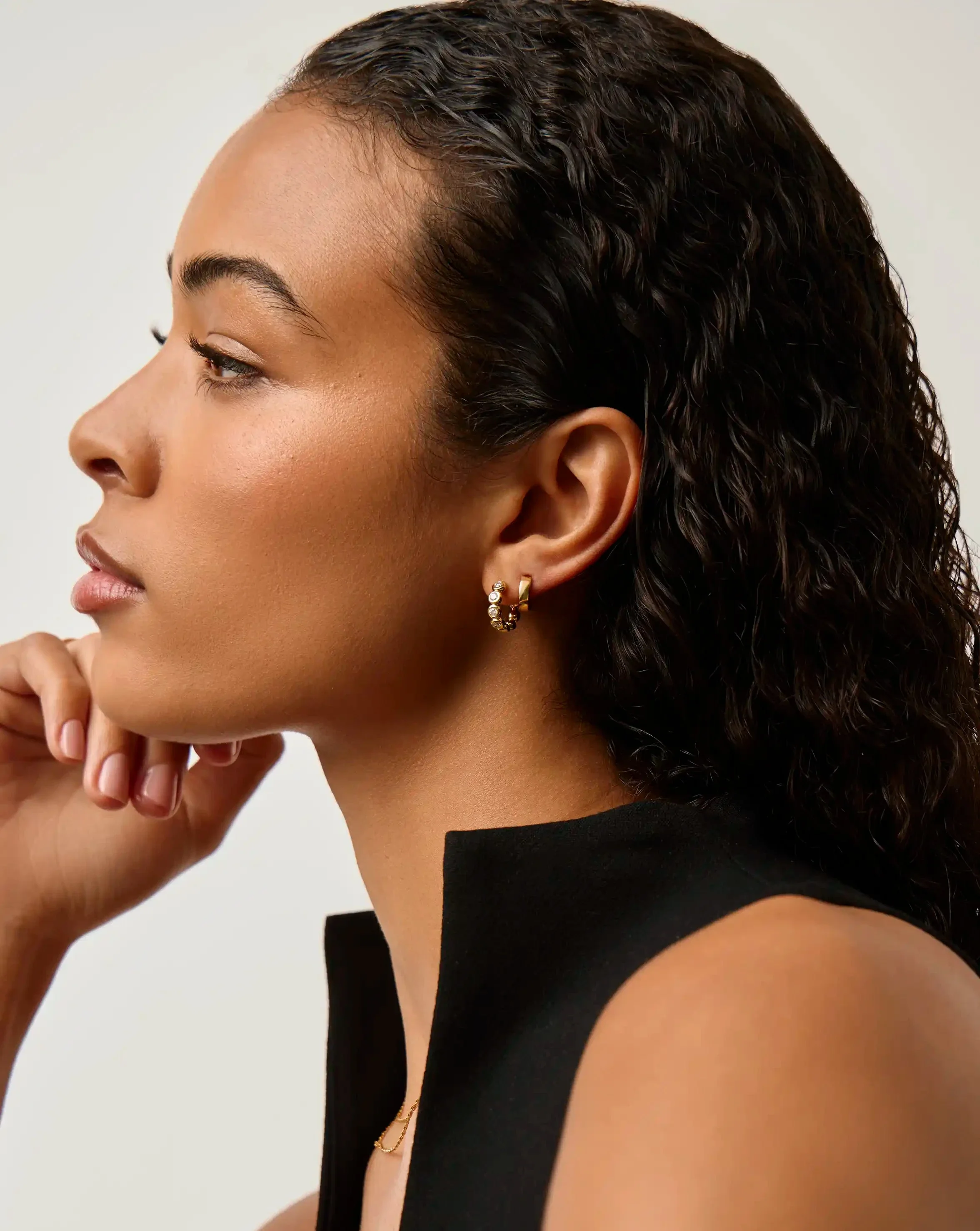 Tennis & Chubby Hoop Earring Set | 18ct Gold Vermeil - Image 2