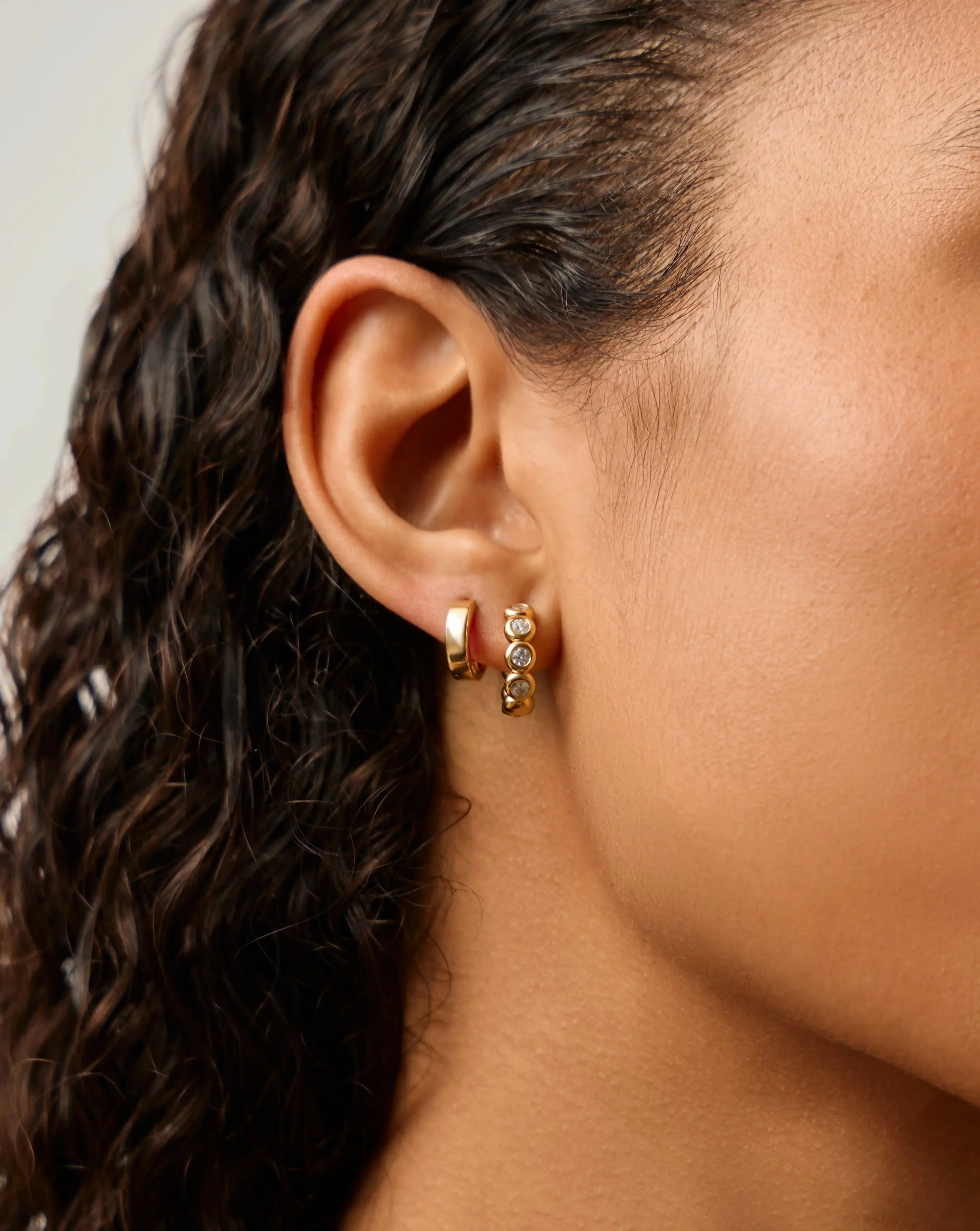 Tennis & Chubby Hoop Earring Set | 18ct Gold Vermeil - Image 3
