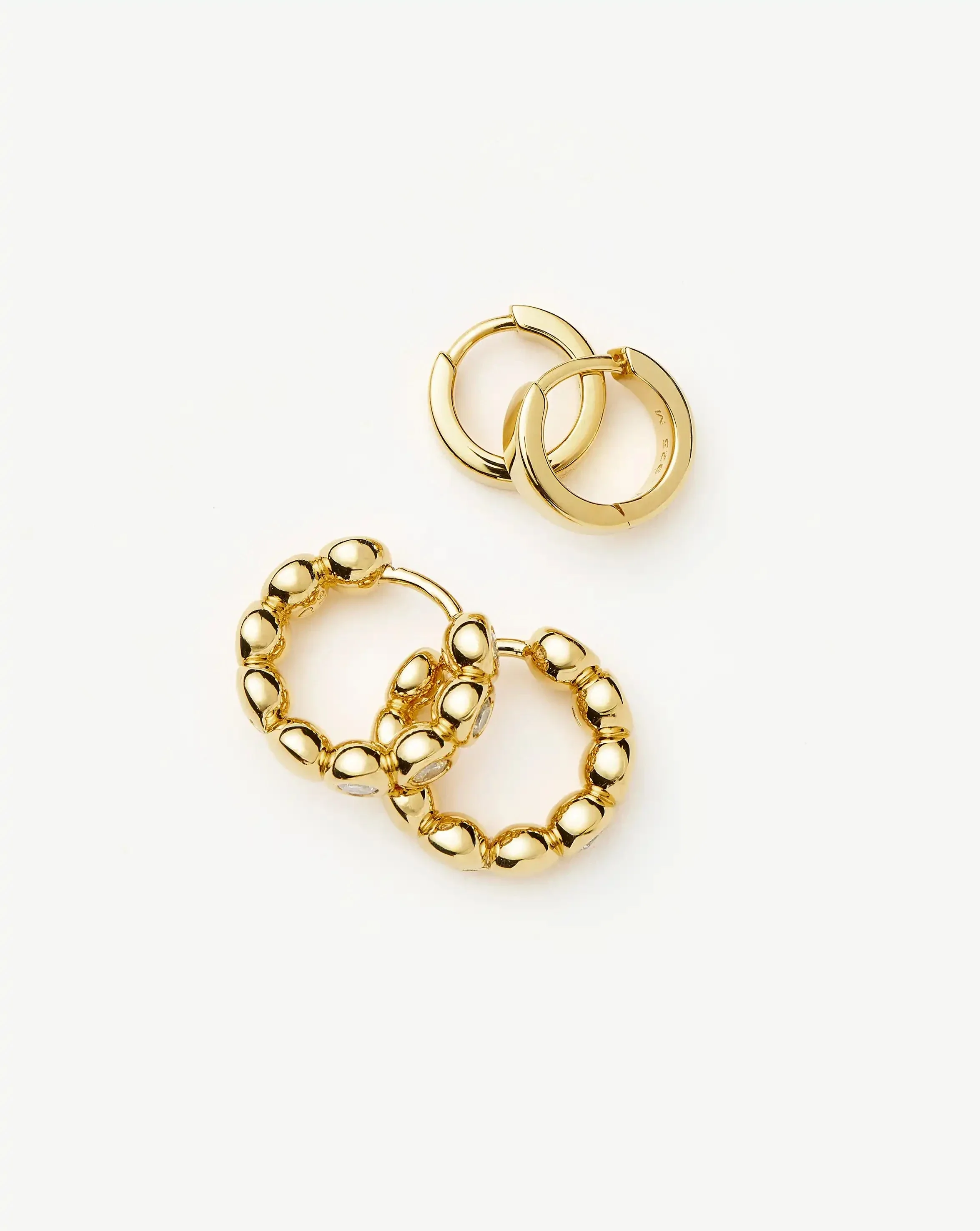 Tennis & Chubby Hoop Earring Set | 18ct Gold Vermeil - Image 4