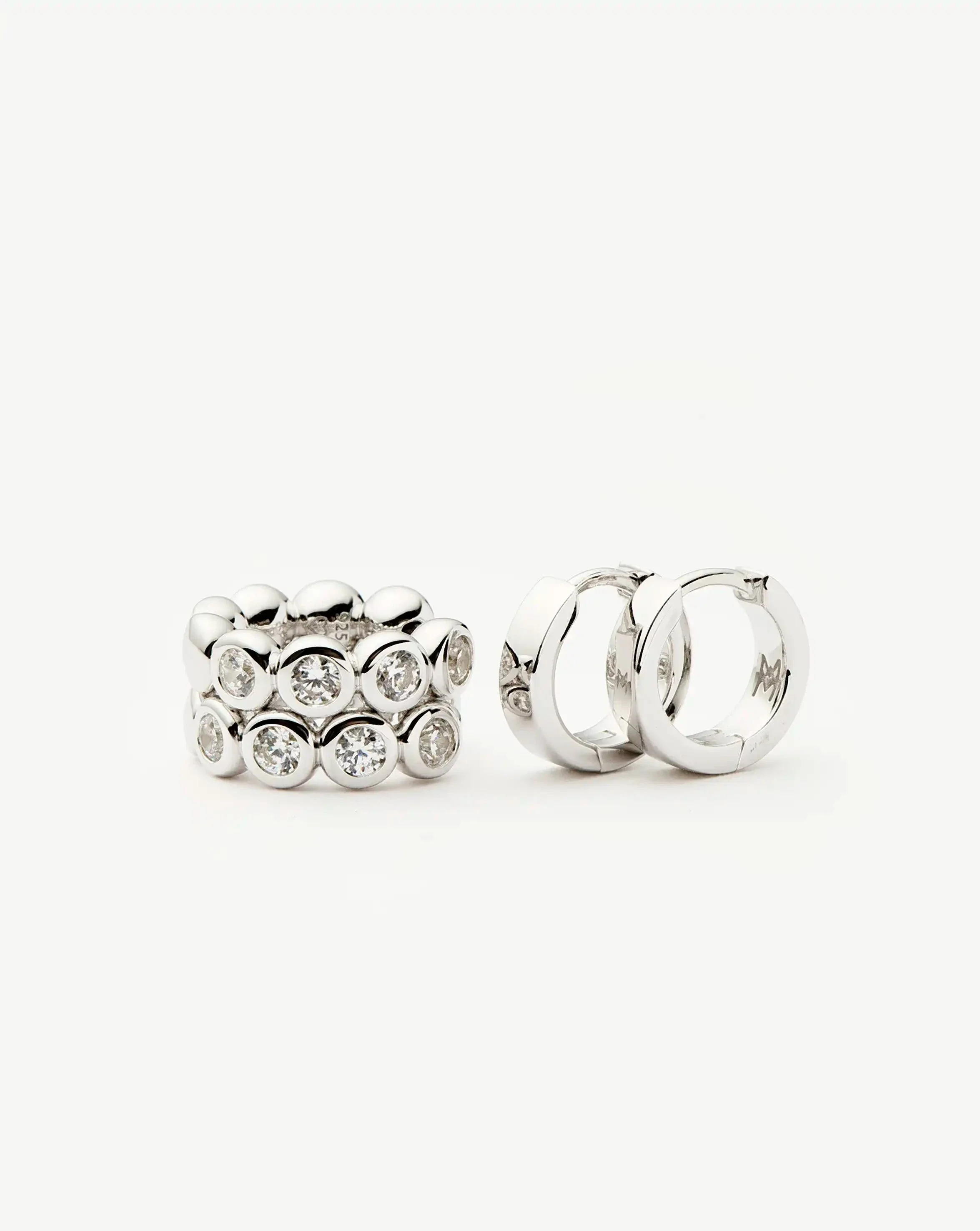 Tennis & Chubby Hoop Earring Set | Sterling Silver - Image 4
