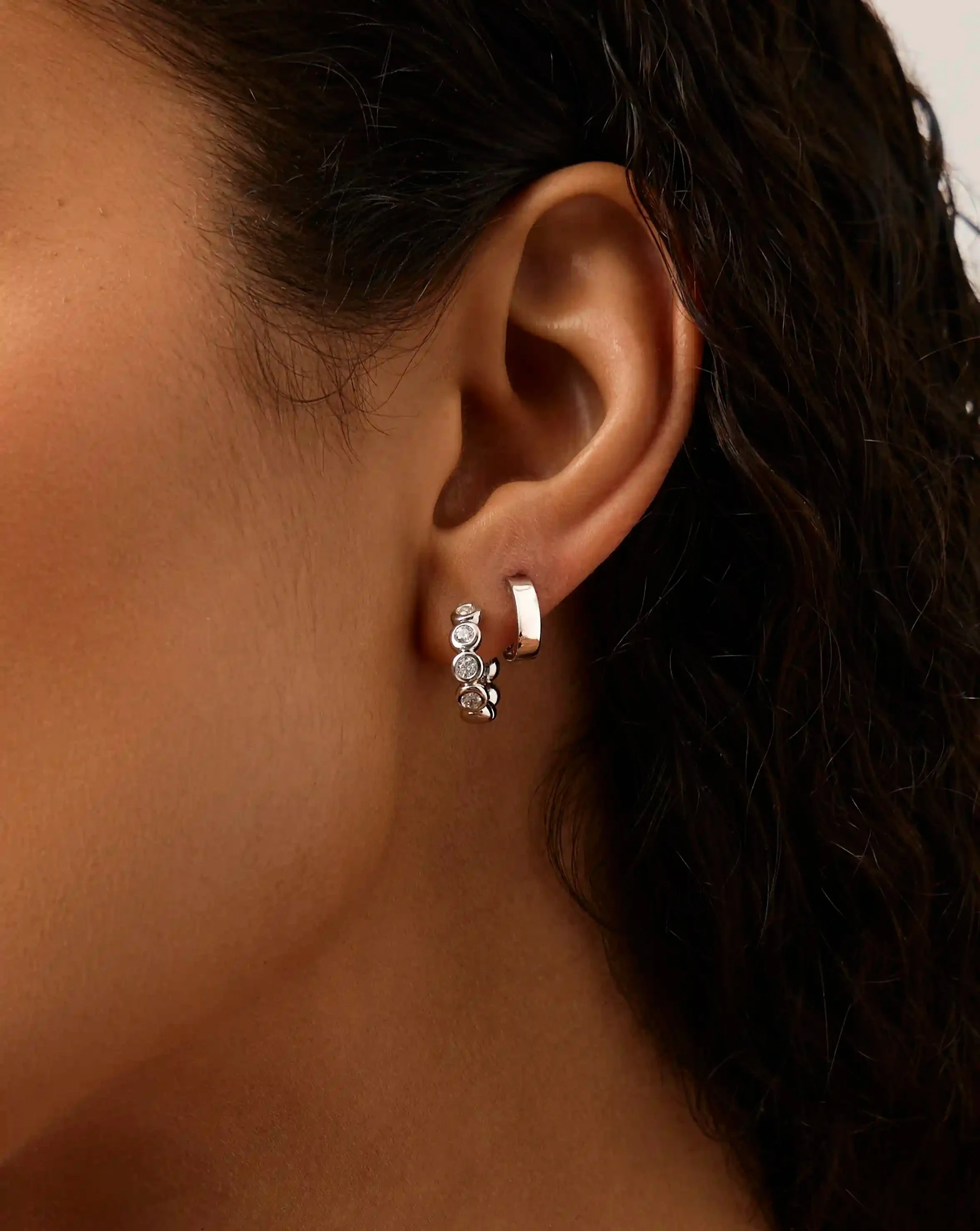 Tennis & Chubby Hoop Earring Set | Sterling Silver - Image 5