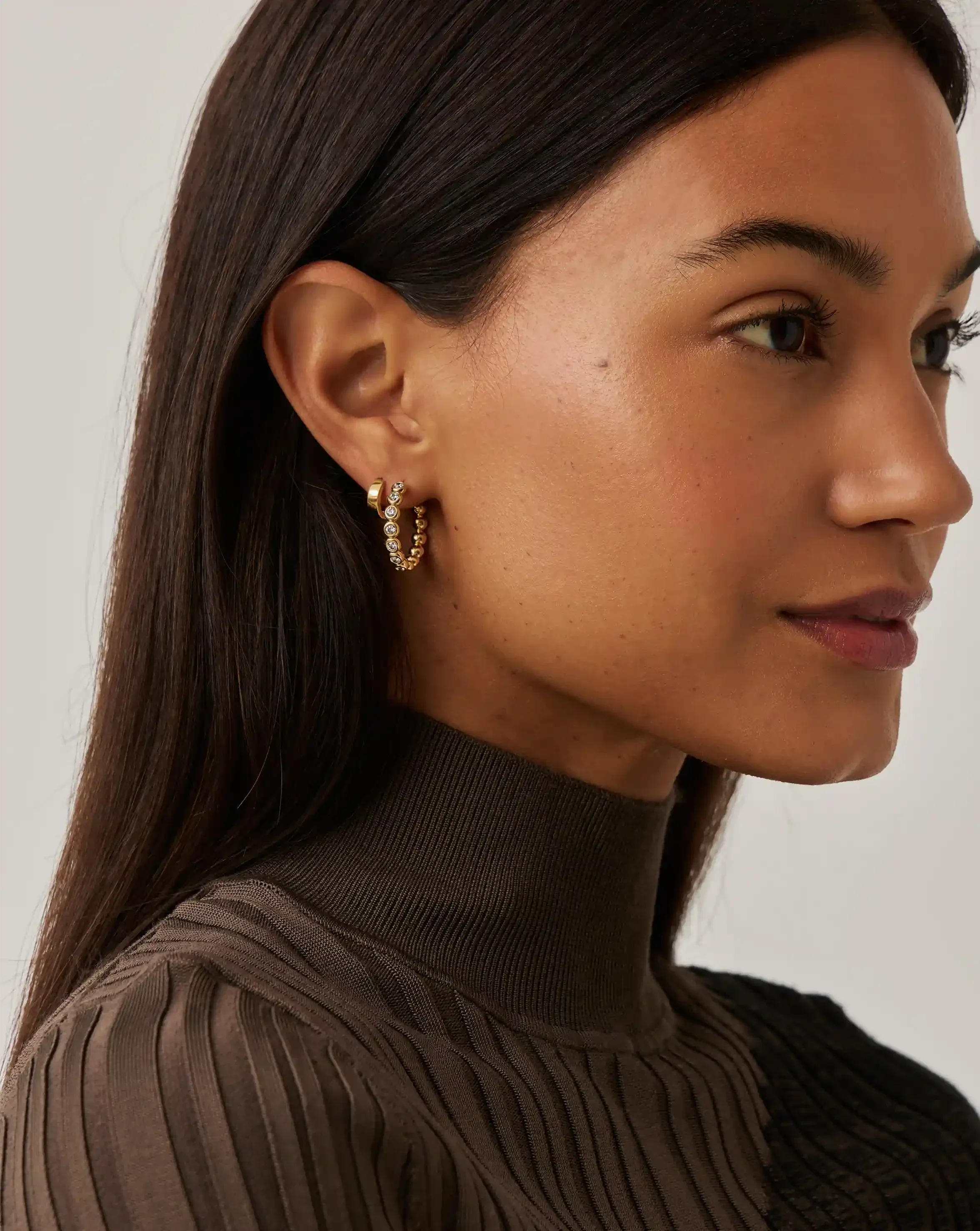 Tennis Classic Hoop Earrings | 18ct Gold Plated/Cubic Zirconia - Image 3