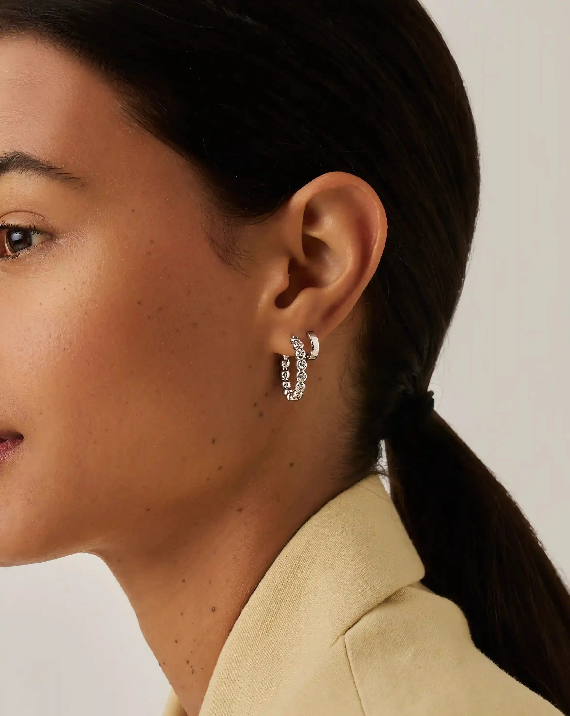 Tennis Classic Hoop Earrings | Silver Plated/Cubic Zirconia - Image 2