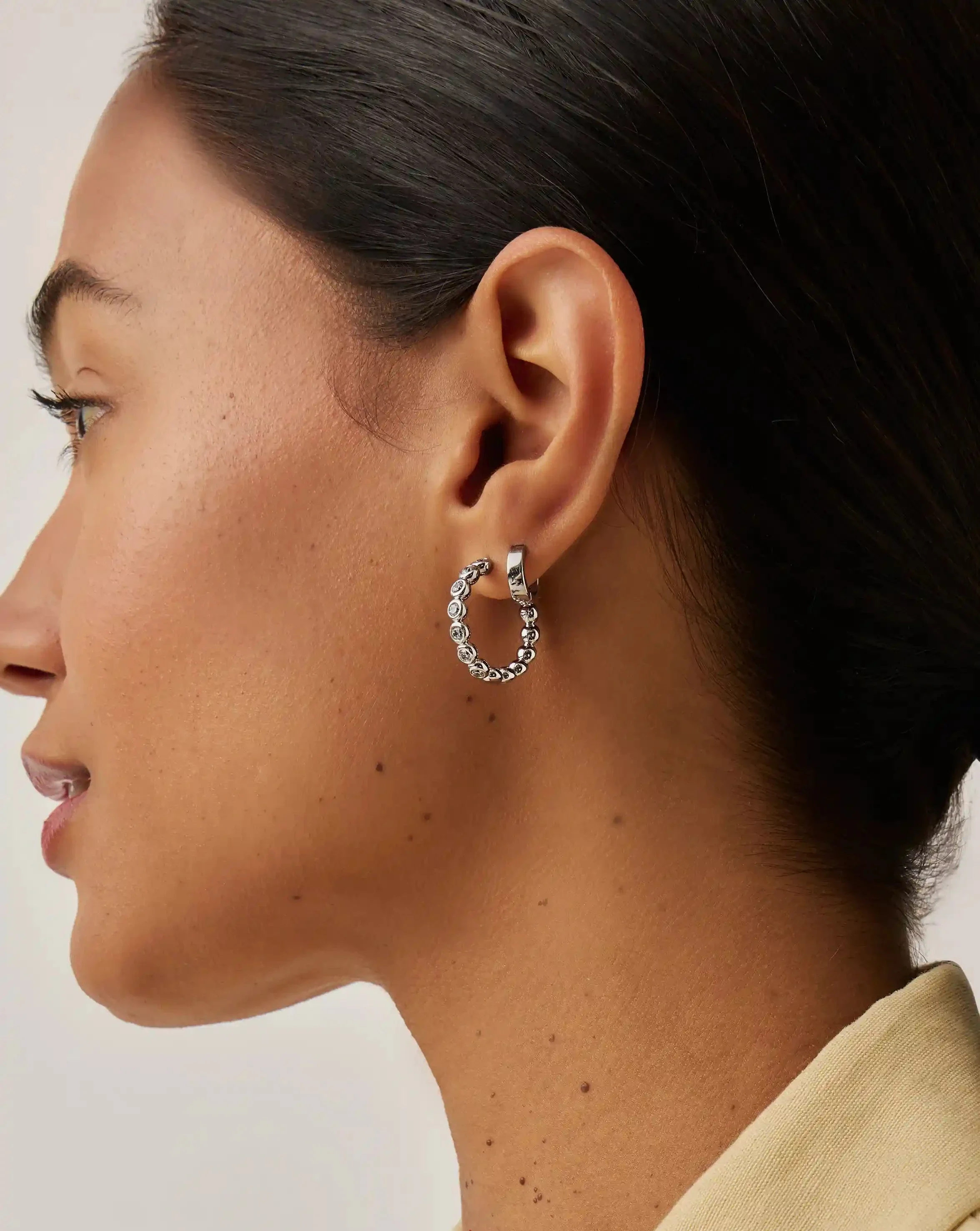 Tennis Classic Hoop Earrings | Silver Plated/Cubic Zirconia - Image 6