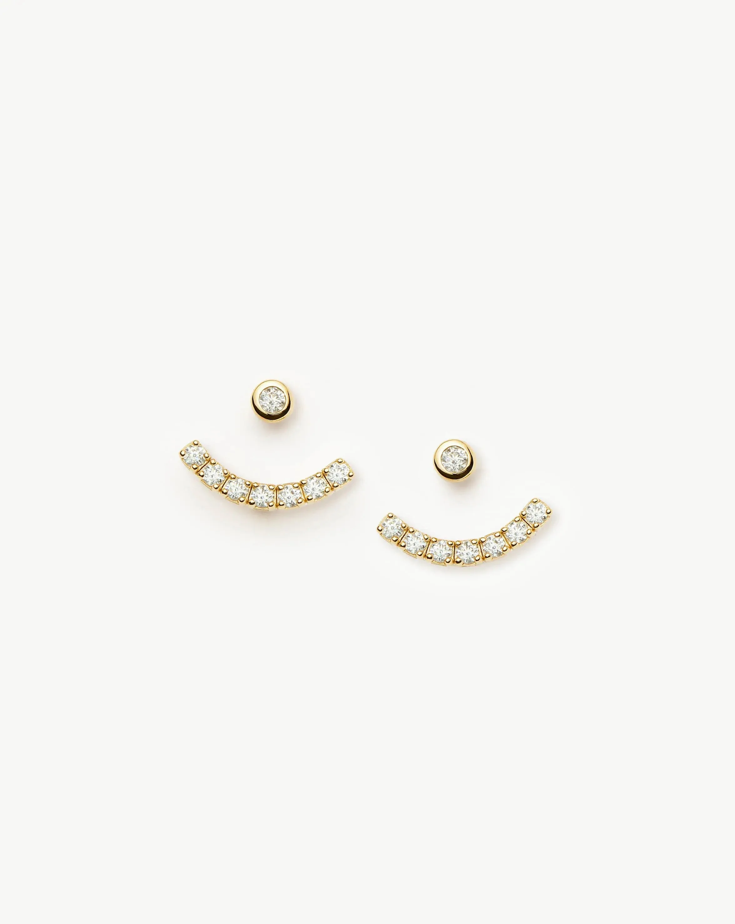 Tennis Ear Jacket Stud Earrings | 18ct Gold Vermeil/Cubic Zirconia - Image 4