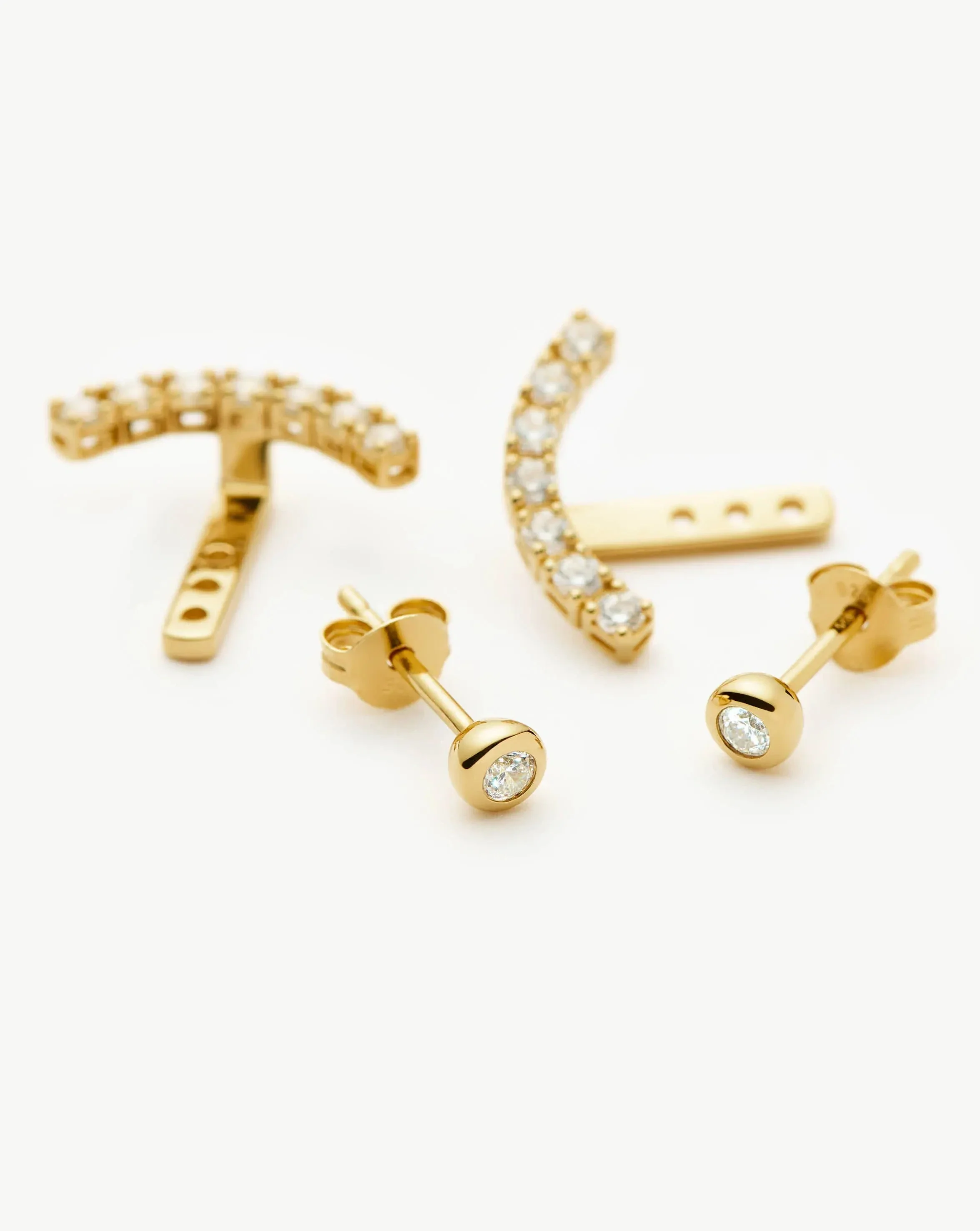 Tennis Ear Jacket Stud Earrings | 18ct Gold Vermeil/Cubic Zirconia - Image 5