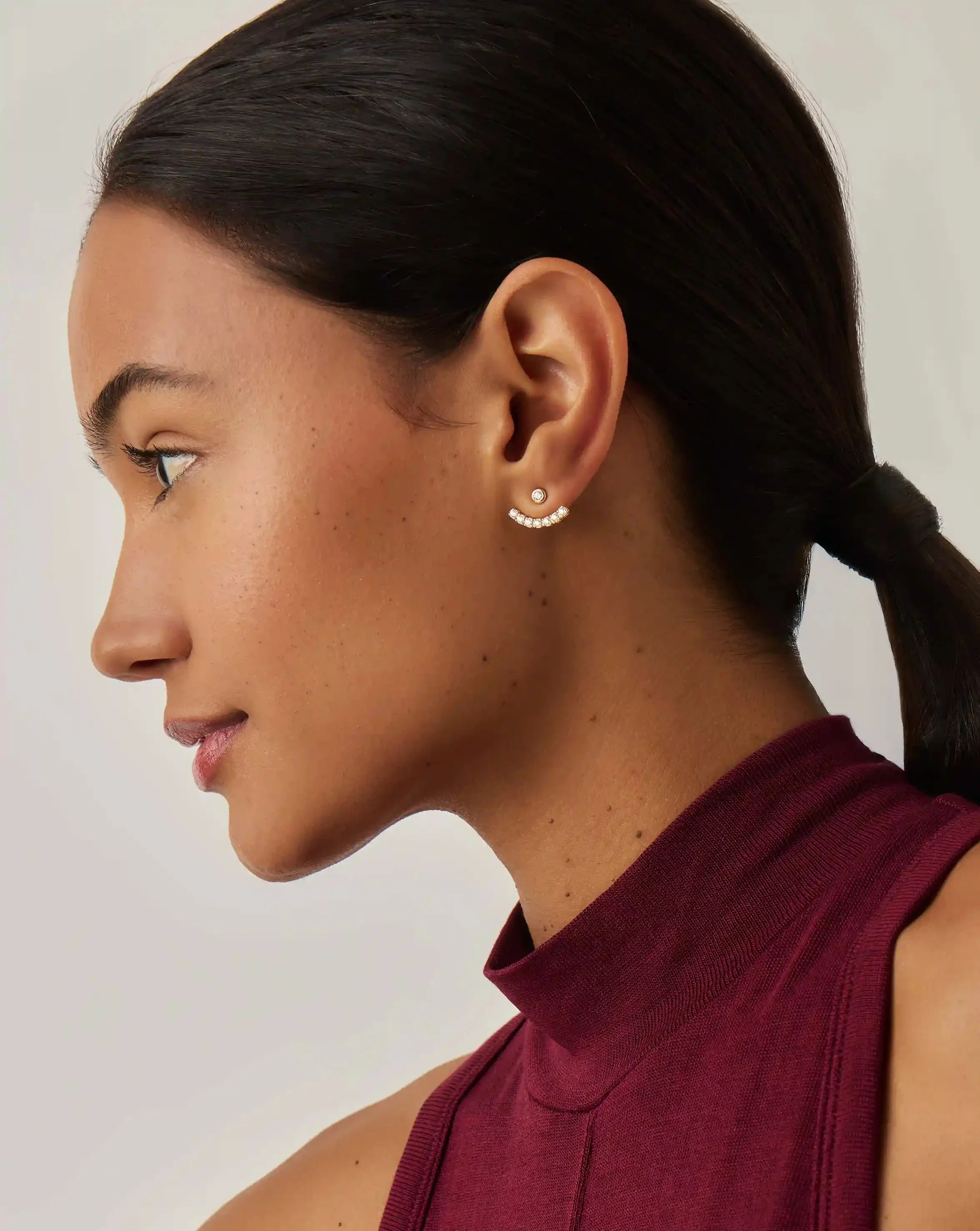 Tennis Ear Jacket Stud Earrings | 18ct Gold Vermeil/Cubic Zirconia - Image 6