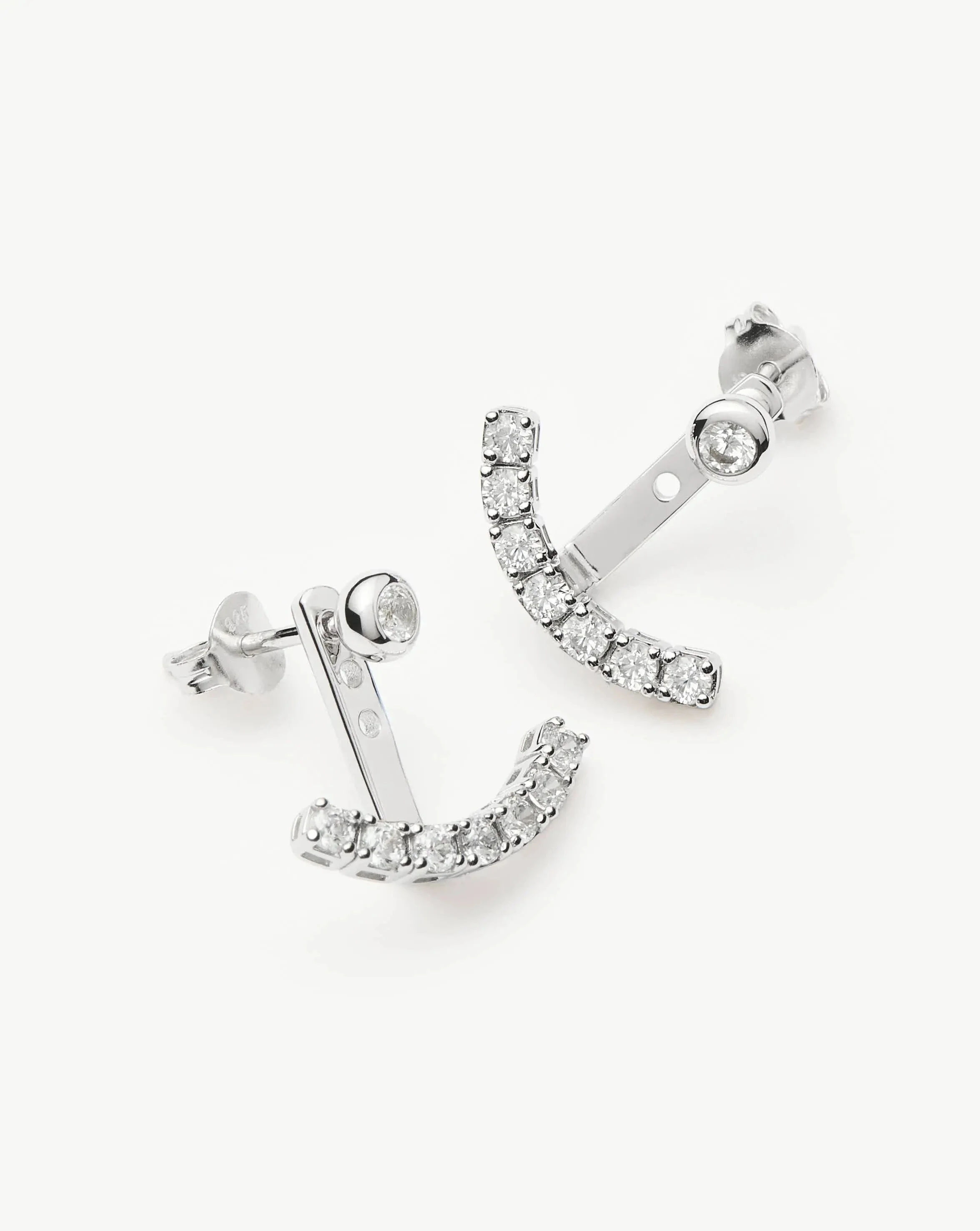 Tennis Ear Jacket Stud Earrings | Sterling Silver/Cubic Zirconia