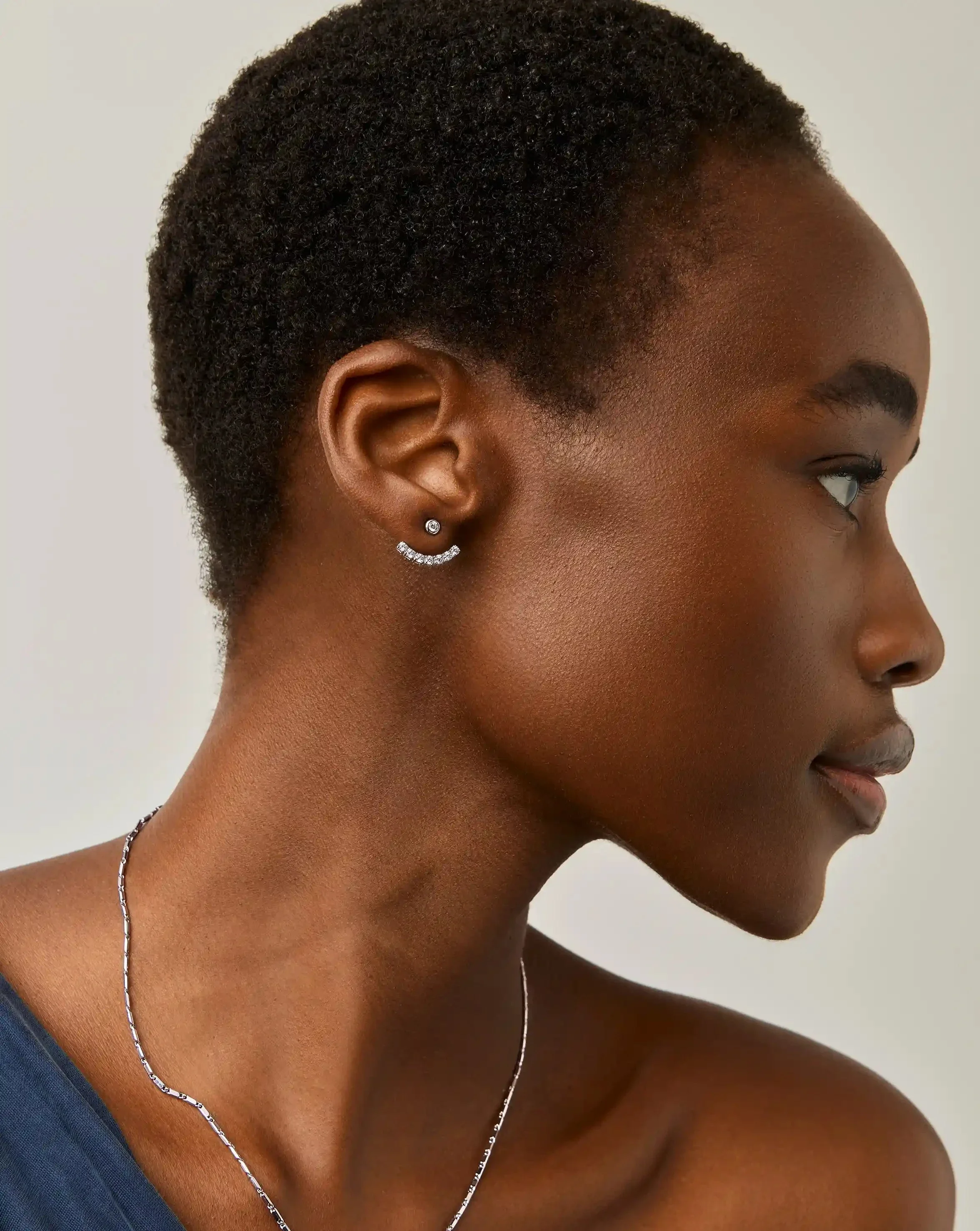 Tennis Ear Jacket Stud Earrings | Sterling Silver/Cubic Zirconia - Image 3