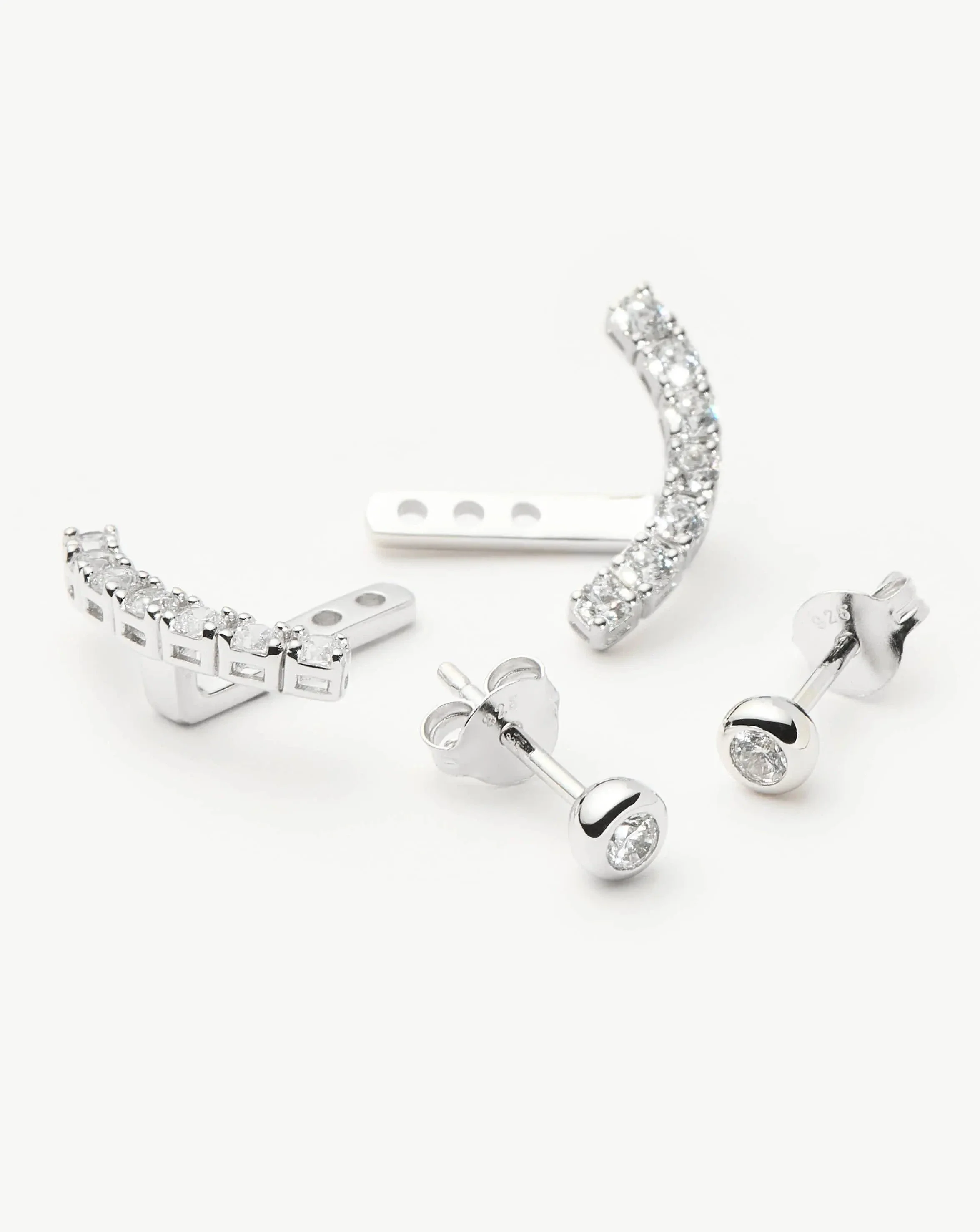 Tennis Ear Jacket Stud Earrings | Sterling Silver/Cubic Zirconia - Image 5