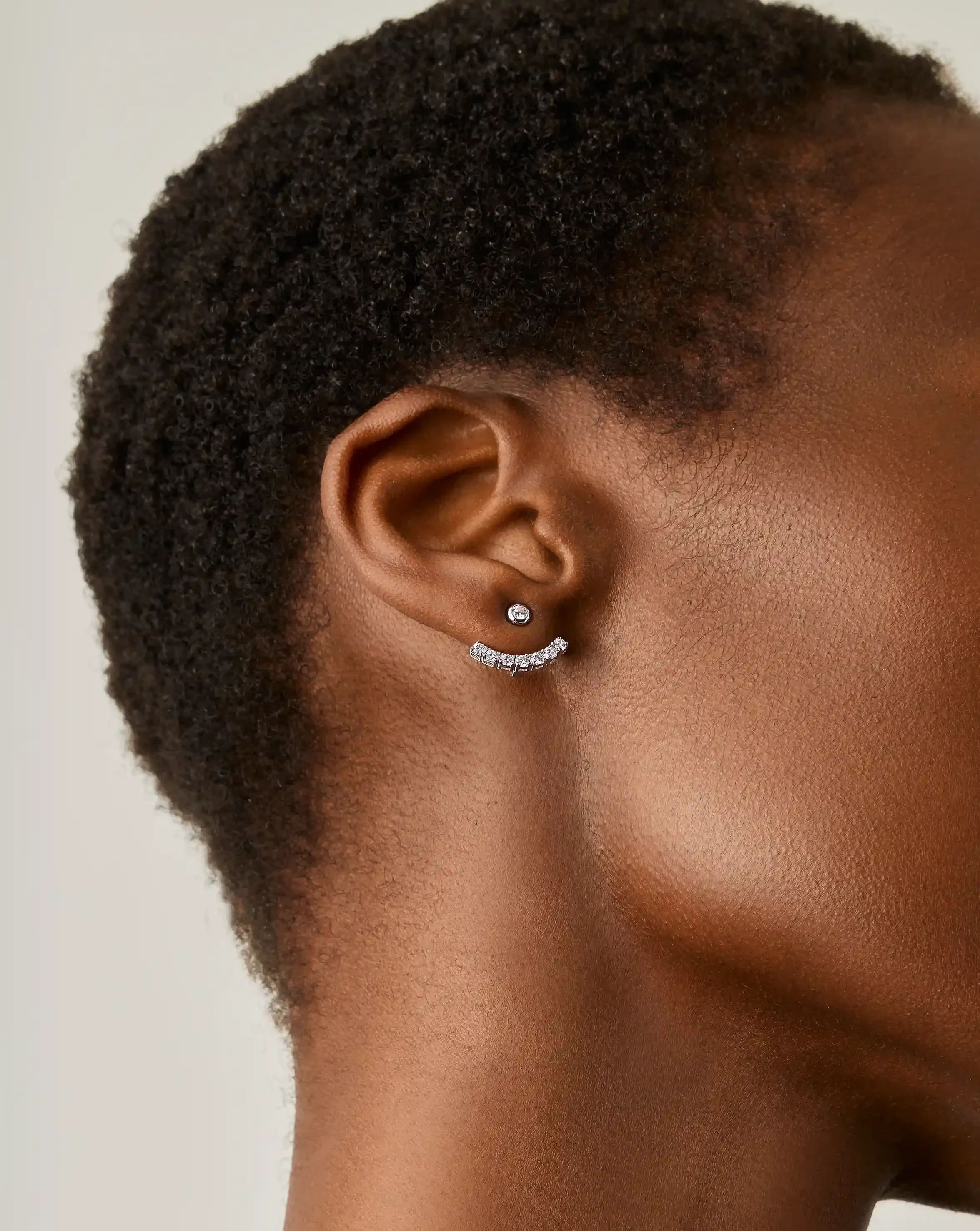 Tennis Ear Jacket Stud Earrings | Sterling Silver/Cubic Zirconia - Image 6
