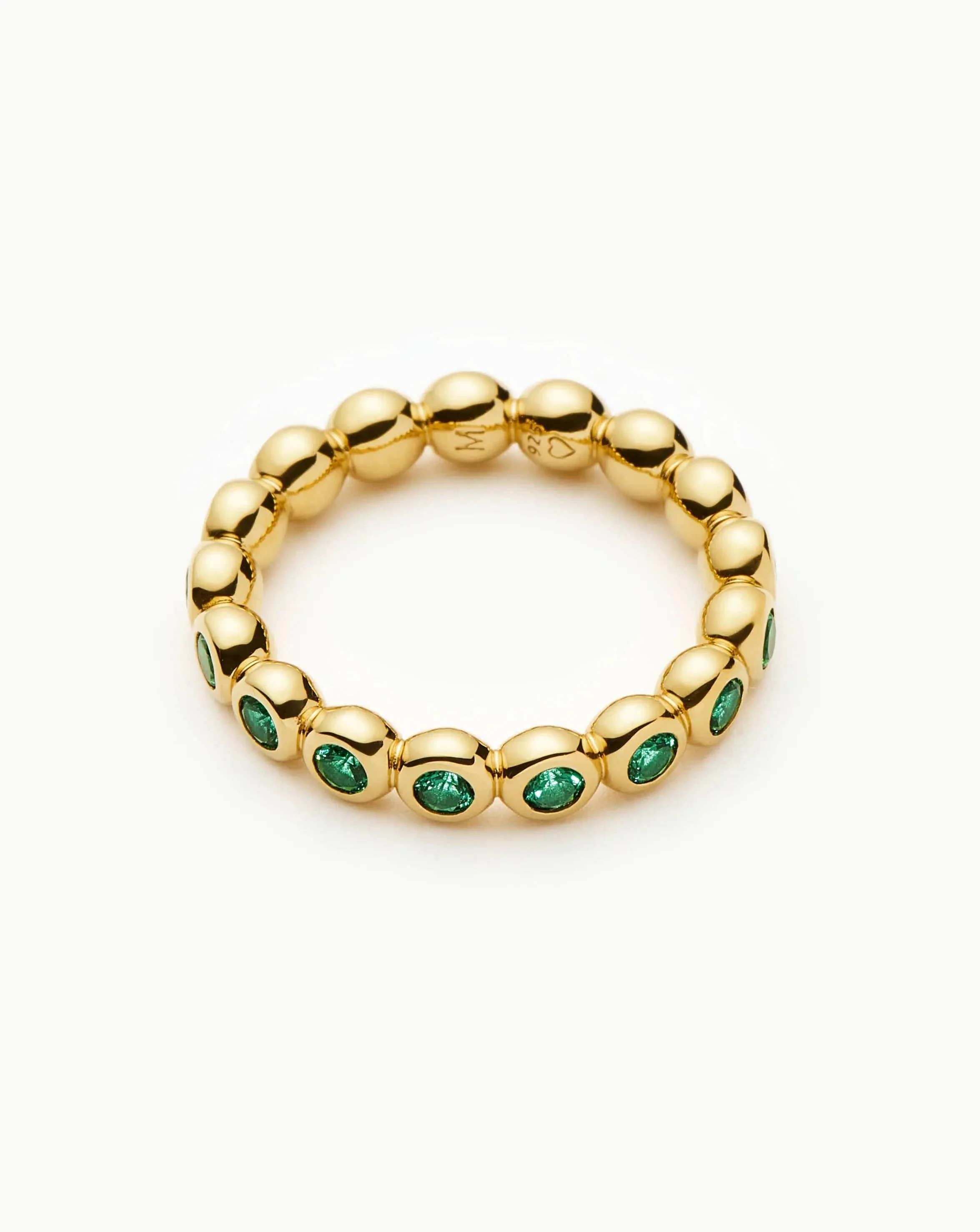 Tennis Eternity Stacking Ring | 18ct Gold Vermeil/Emerald Green Nano-crystal - Image 4